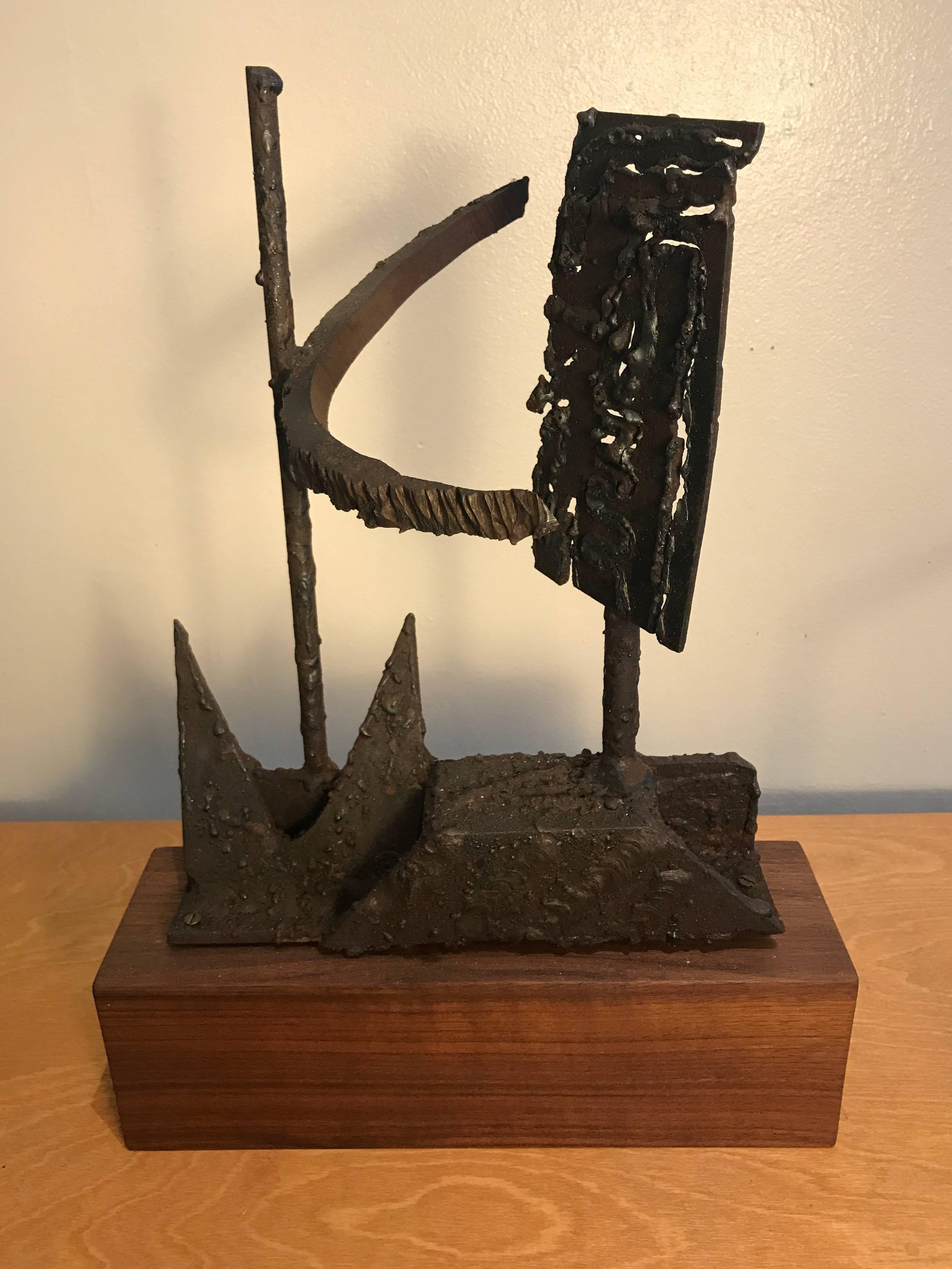 1970s Torch Cut Iron Brutalist Abstract Sculpture For Sale 3