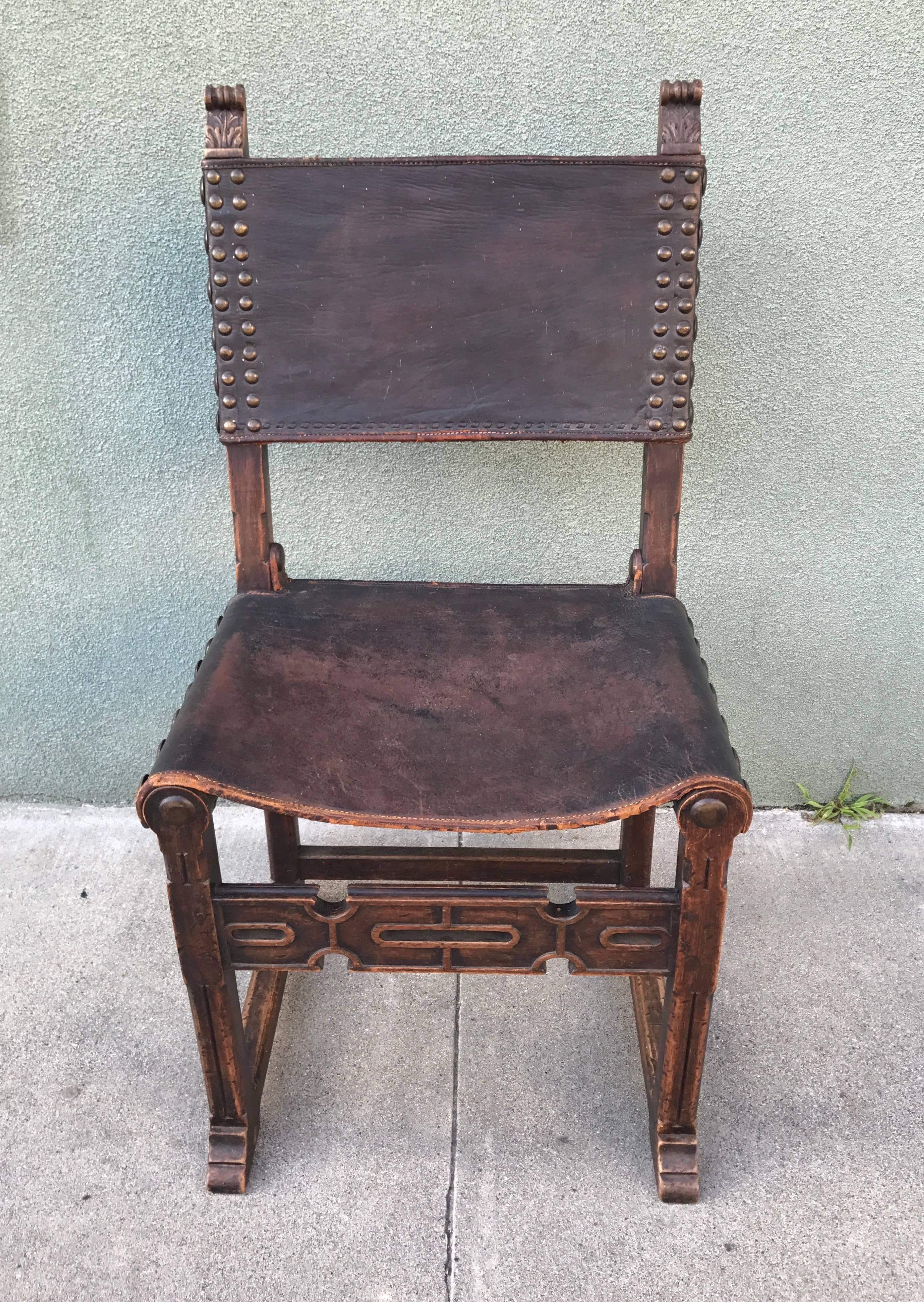 Patinated Spanish Revival Side Chair, 1920s