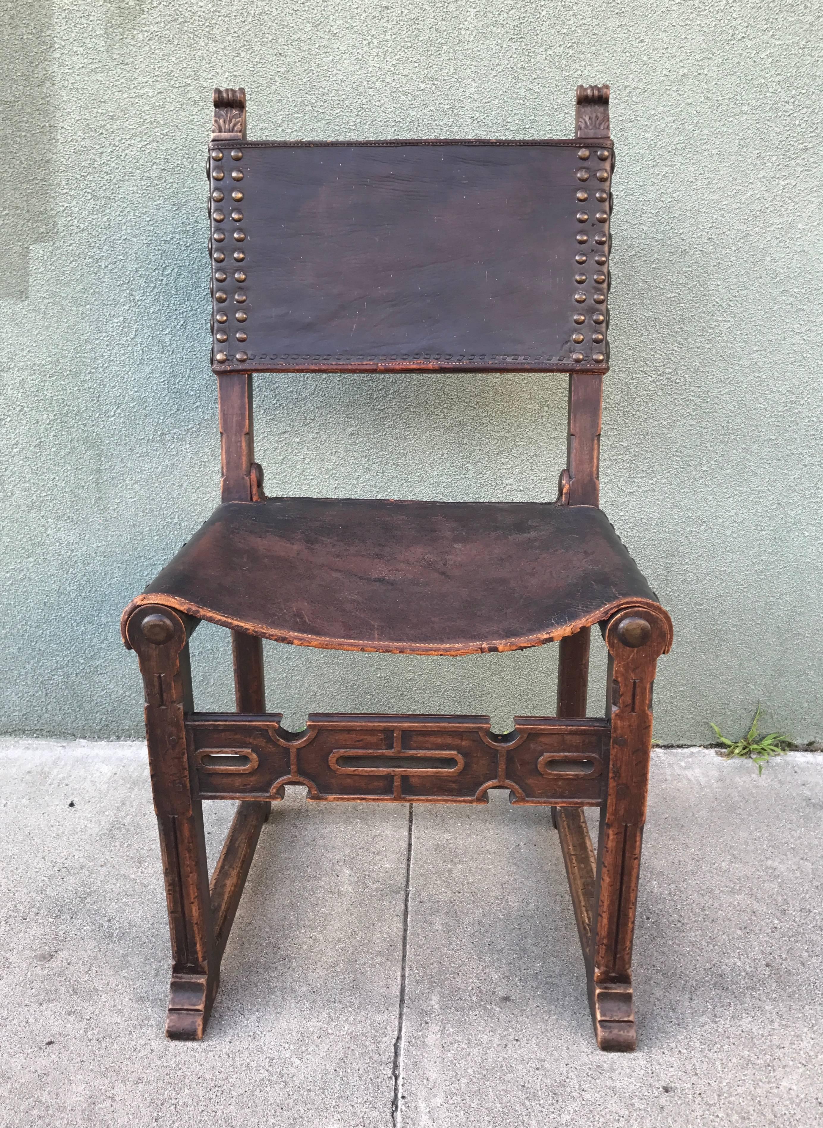 Spanish Revival Side Chair, 1920s In Distressed Condition In San Francisco, CA