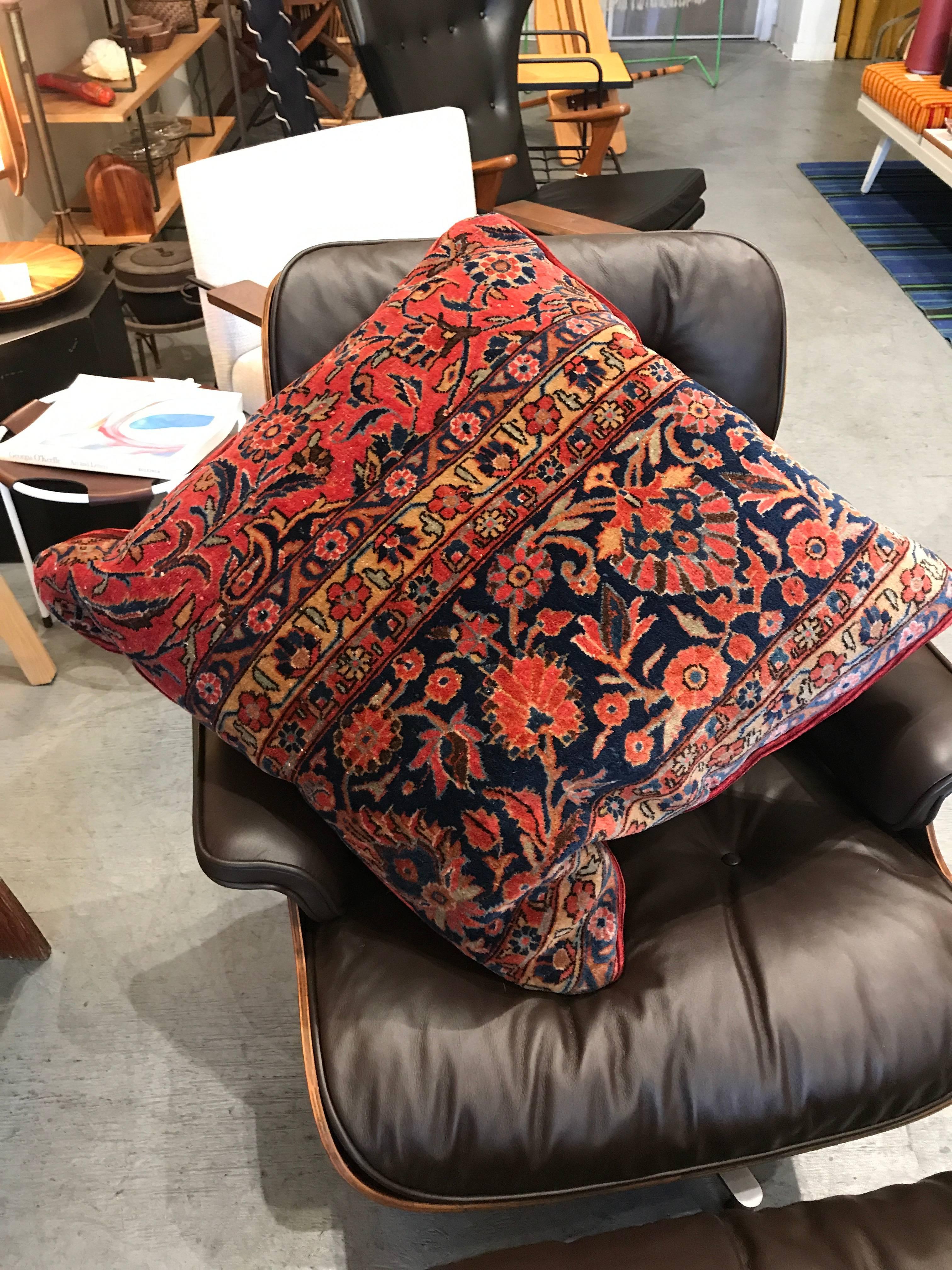 Hand-Woven Large Vintage Kilim Pillow For Sale
