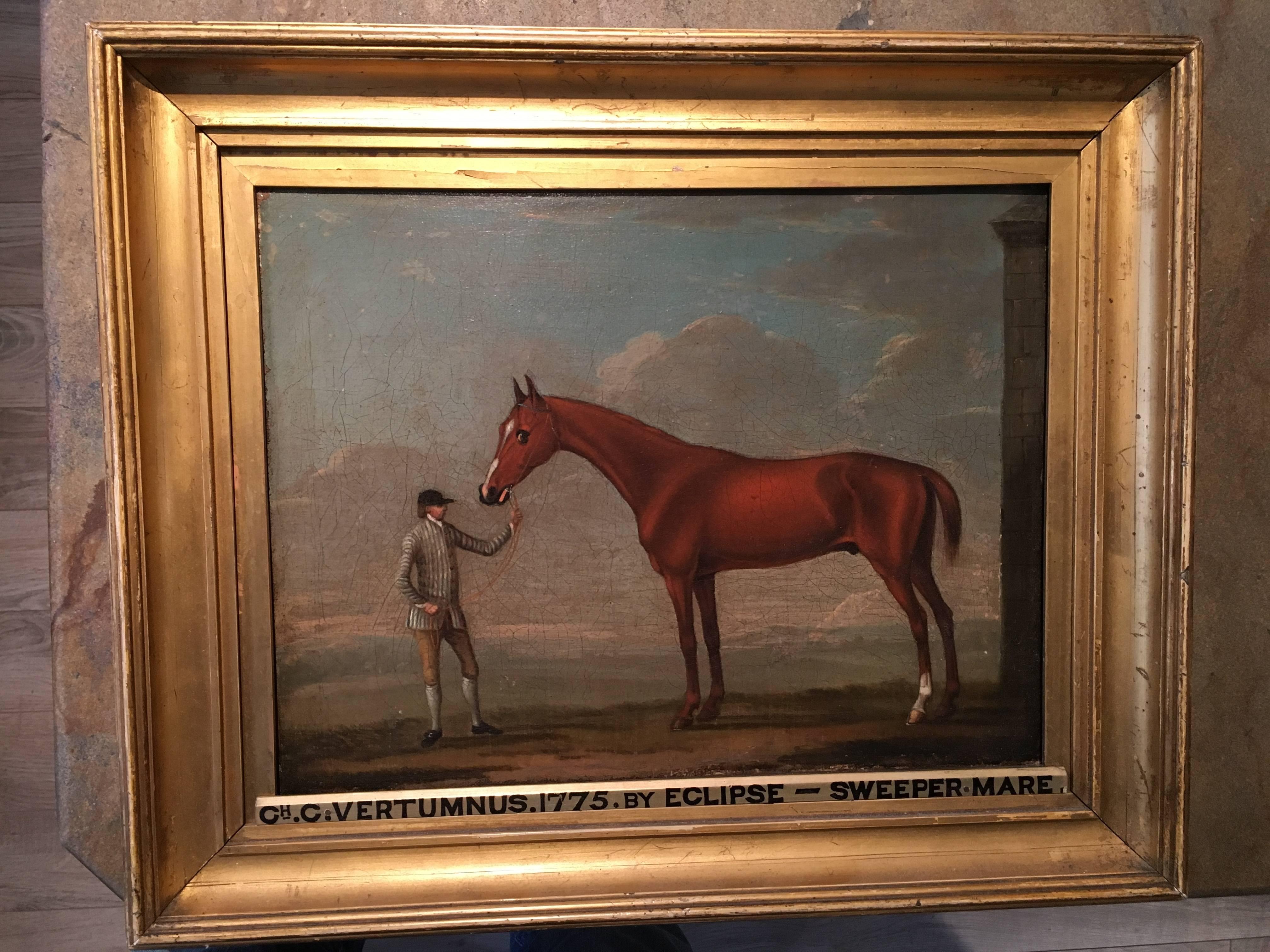 A nicely painted oil-on-canvas equestrian 