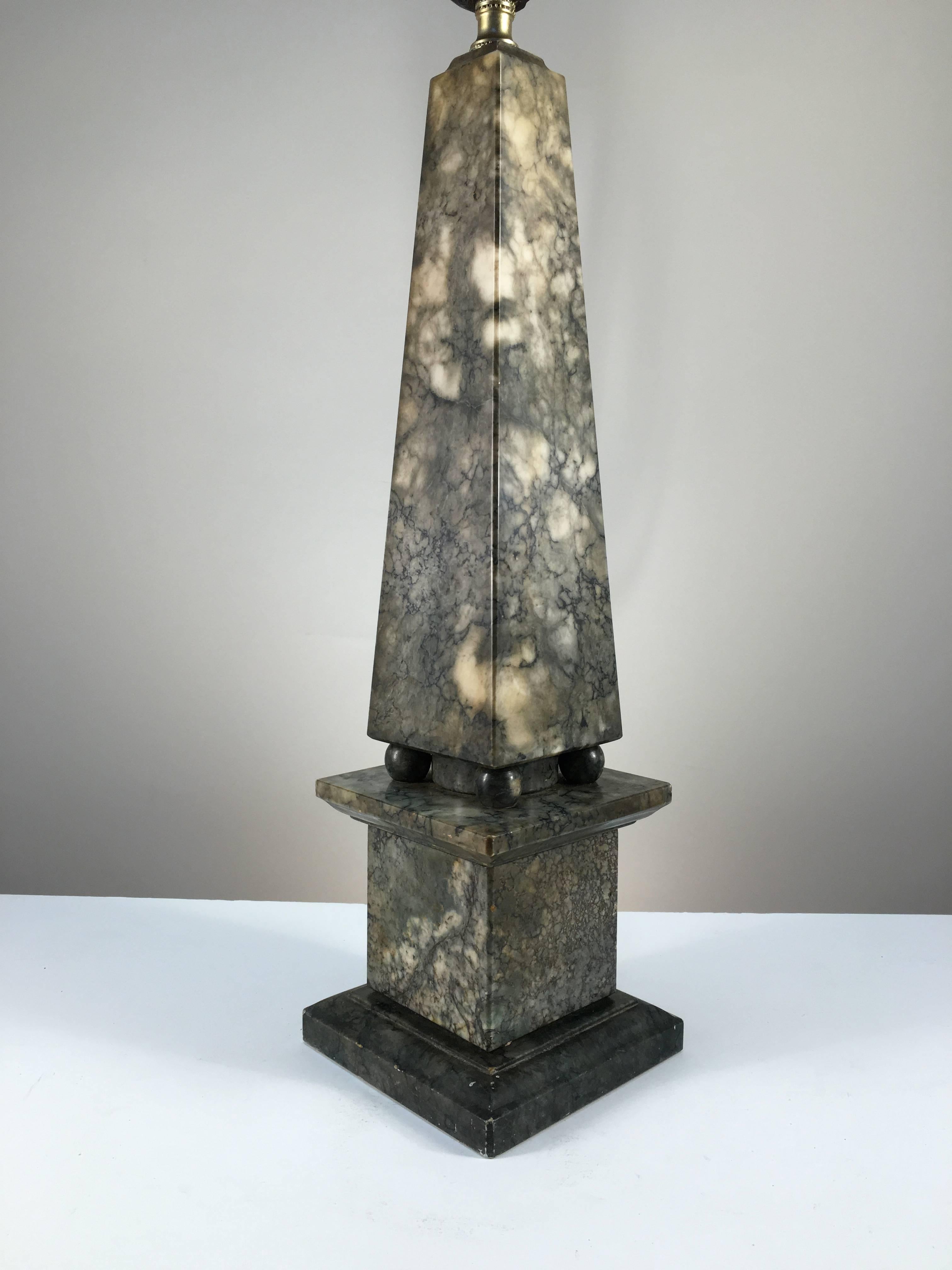 Marble Obelisk Table Lamp, 1930s 1