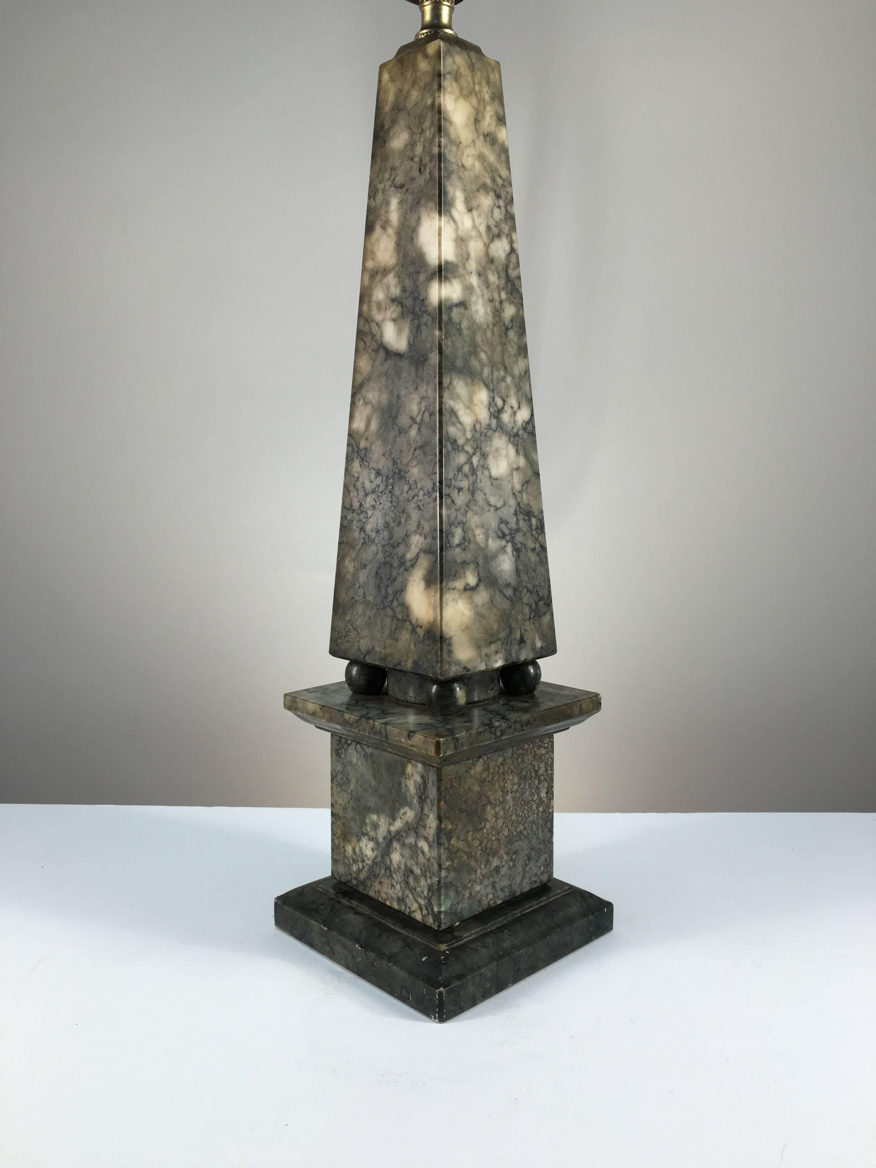 Marble Obelisk Table Lamp, 1930s 2