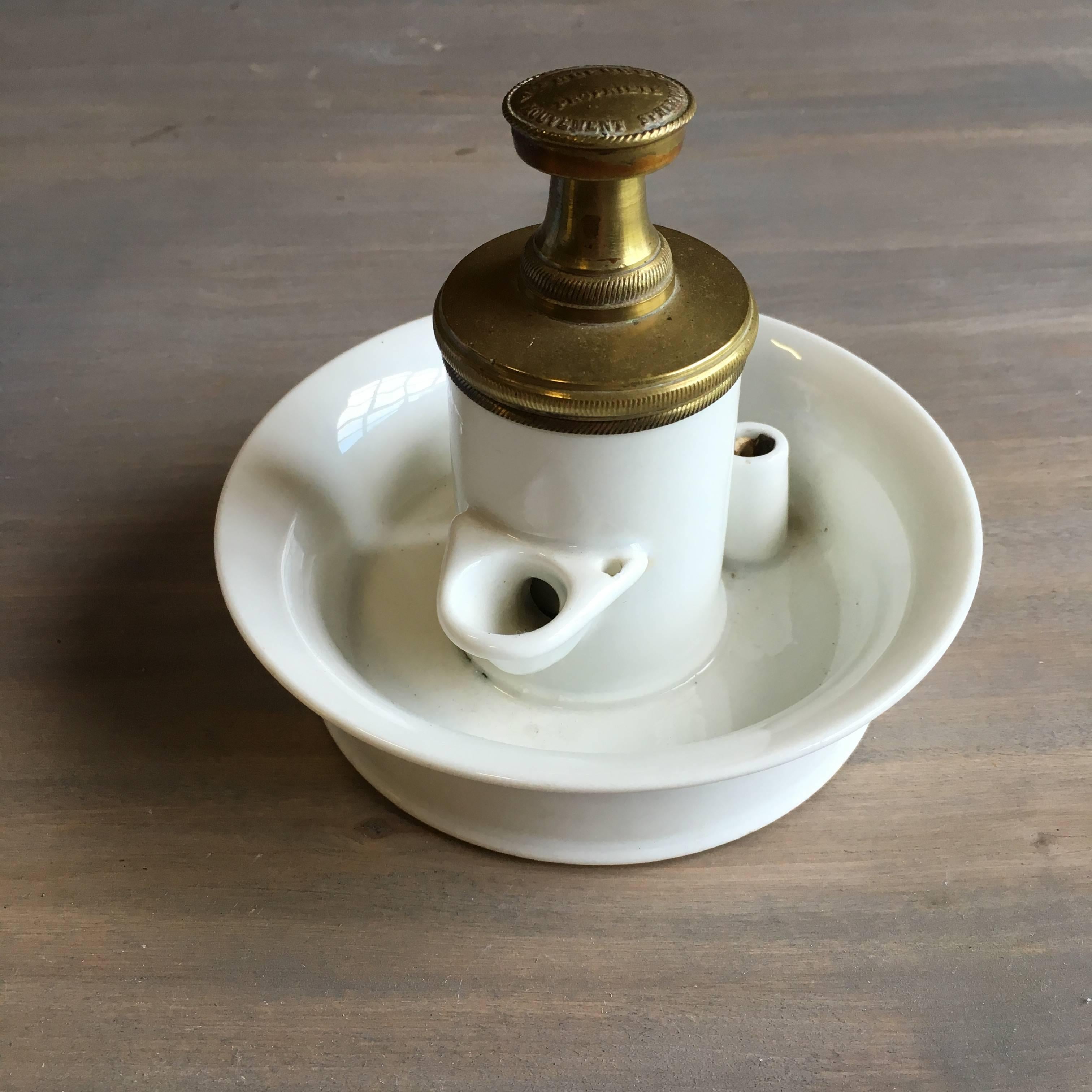 French Empire Porcelain Inkwell In Excellent Condition In Doylestown, PA