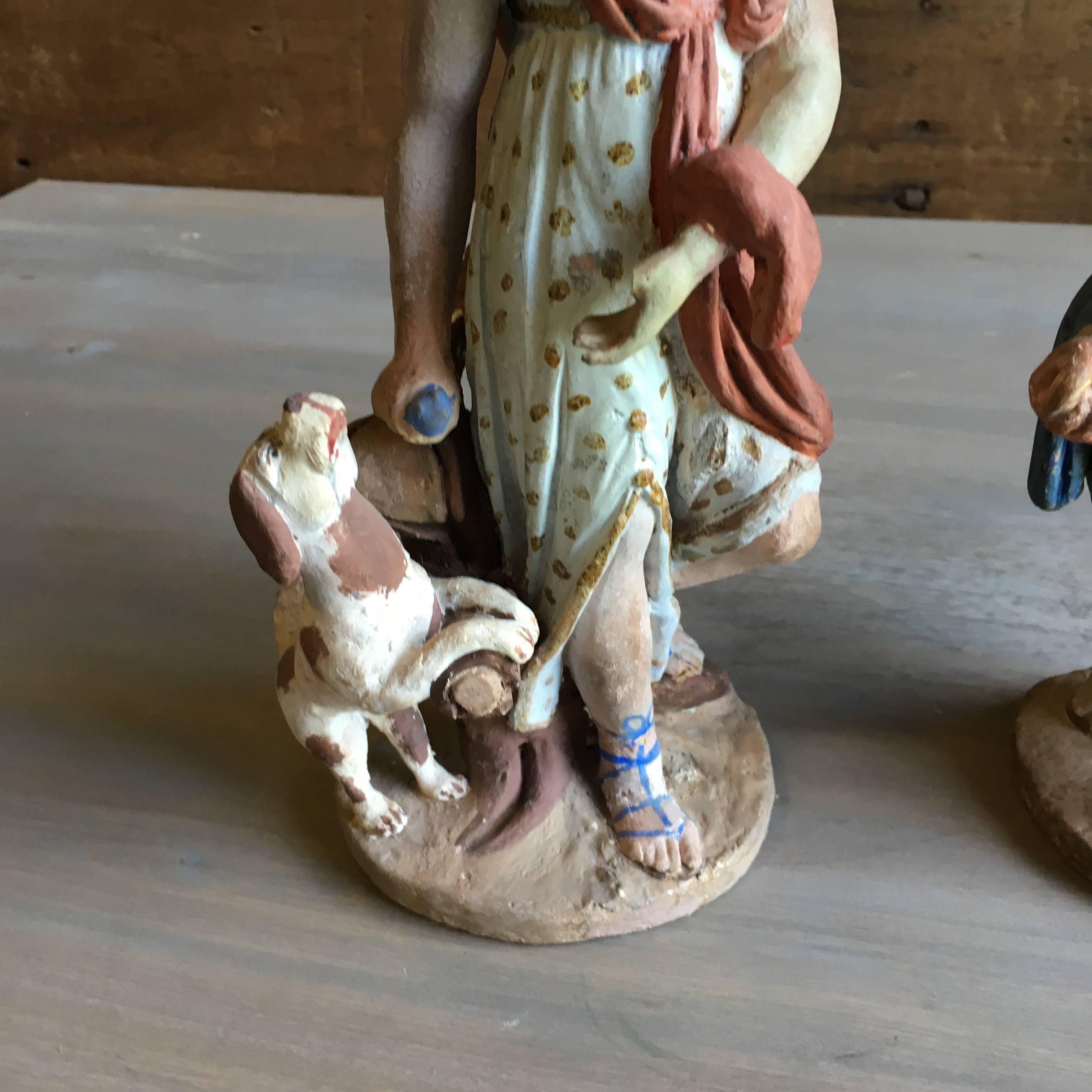 Pair of Classical Figurines, 18th Century In Excellent Condition For Sale In Doylestown, PA