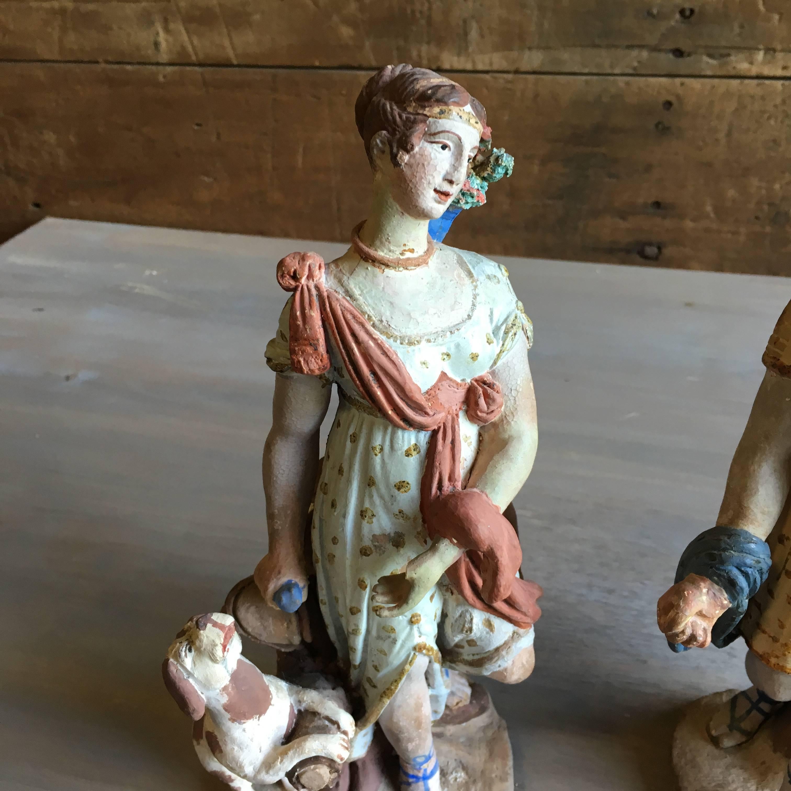 French Pair of Classical Figurines, 18th Century For Sale