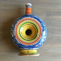 19th Century French Faience Bottle, Dated 1838