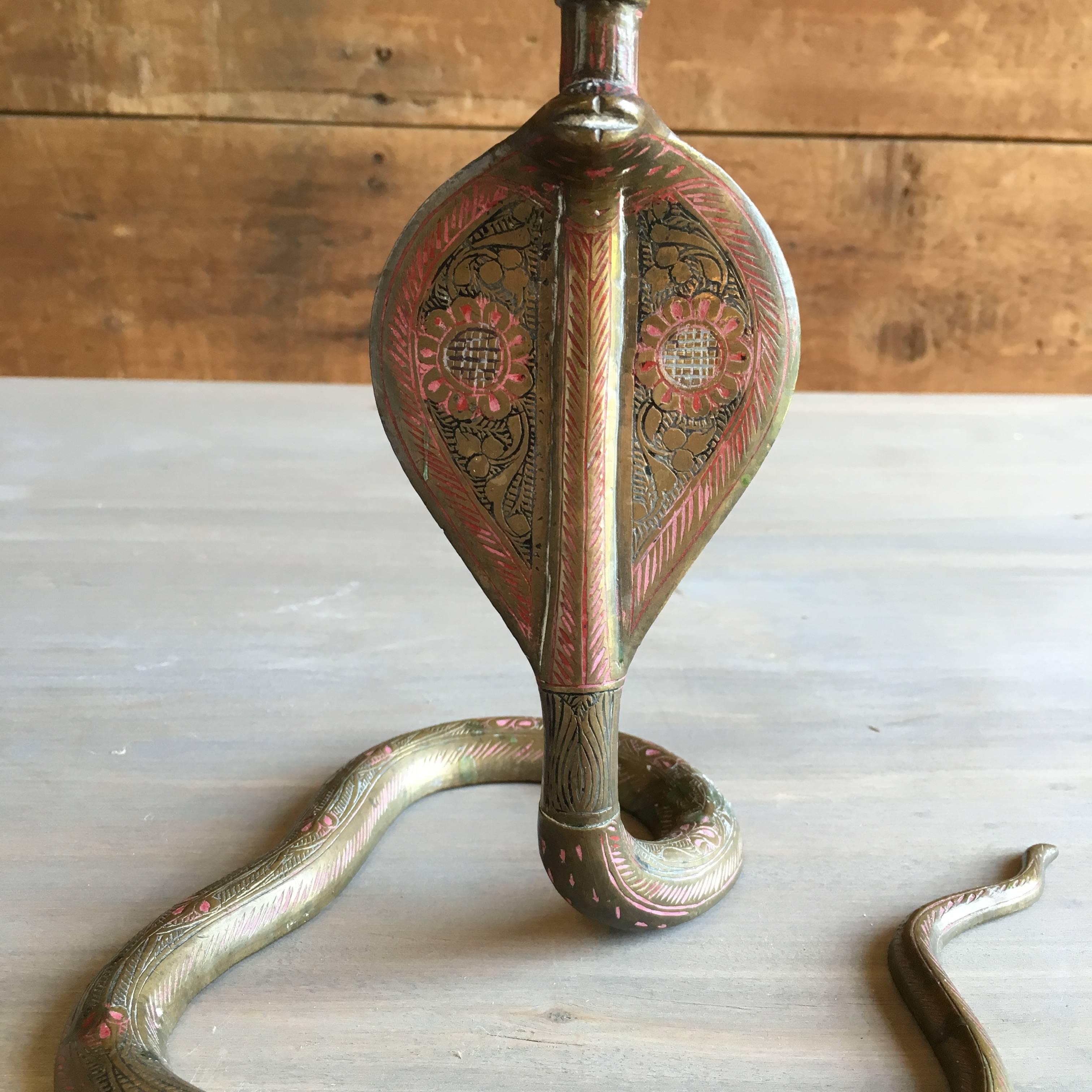 Pair of Cobra Form Candlesticks, 1940s In Good Condition In Doylestown, PA