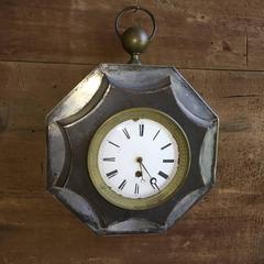 French Empire Tole Wall Clock, 19th Century