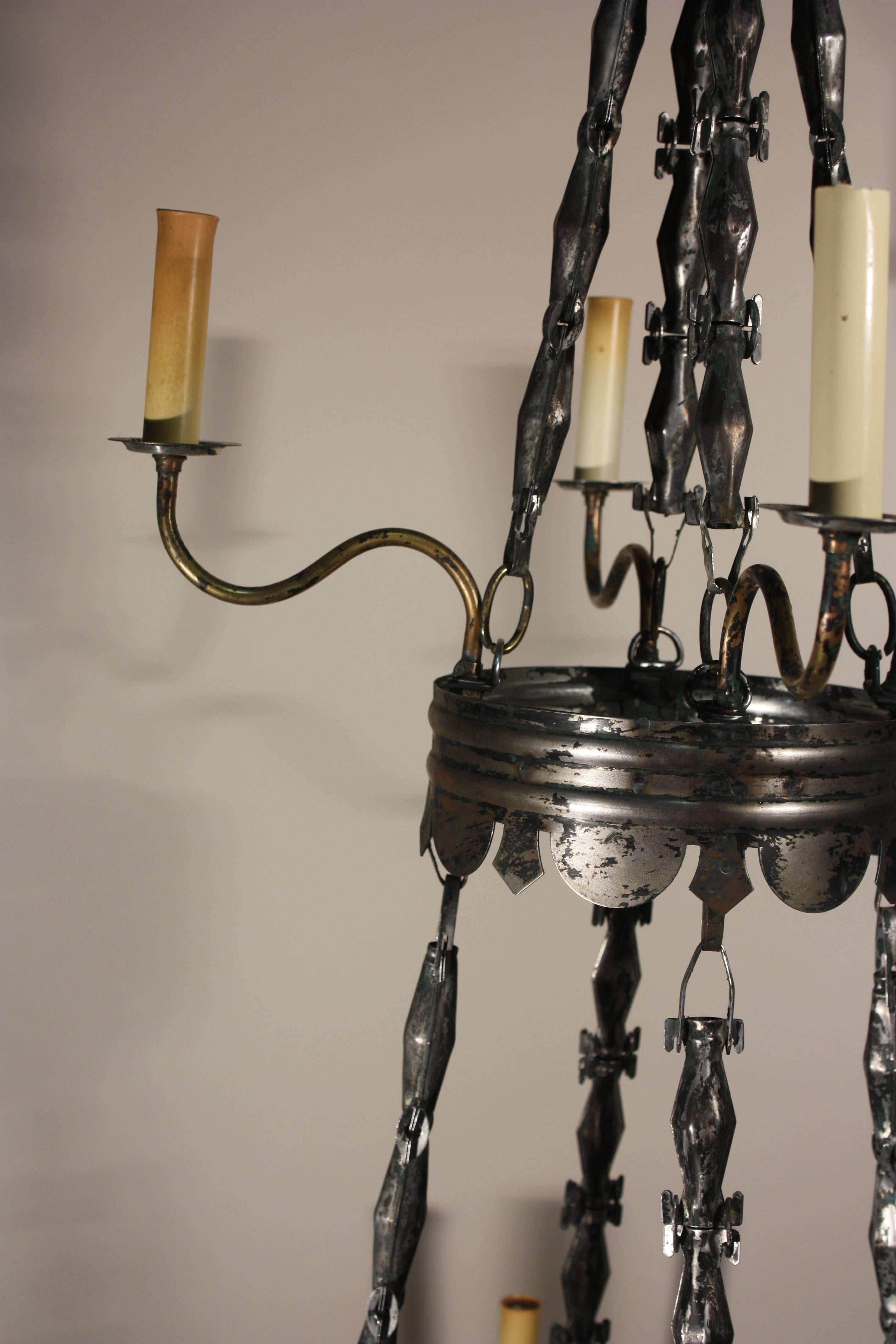 20th Century Tole and Brass 12-Light Chandelier