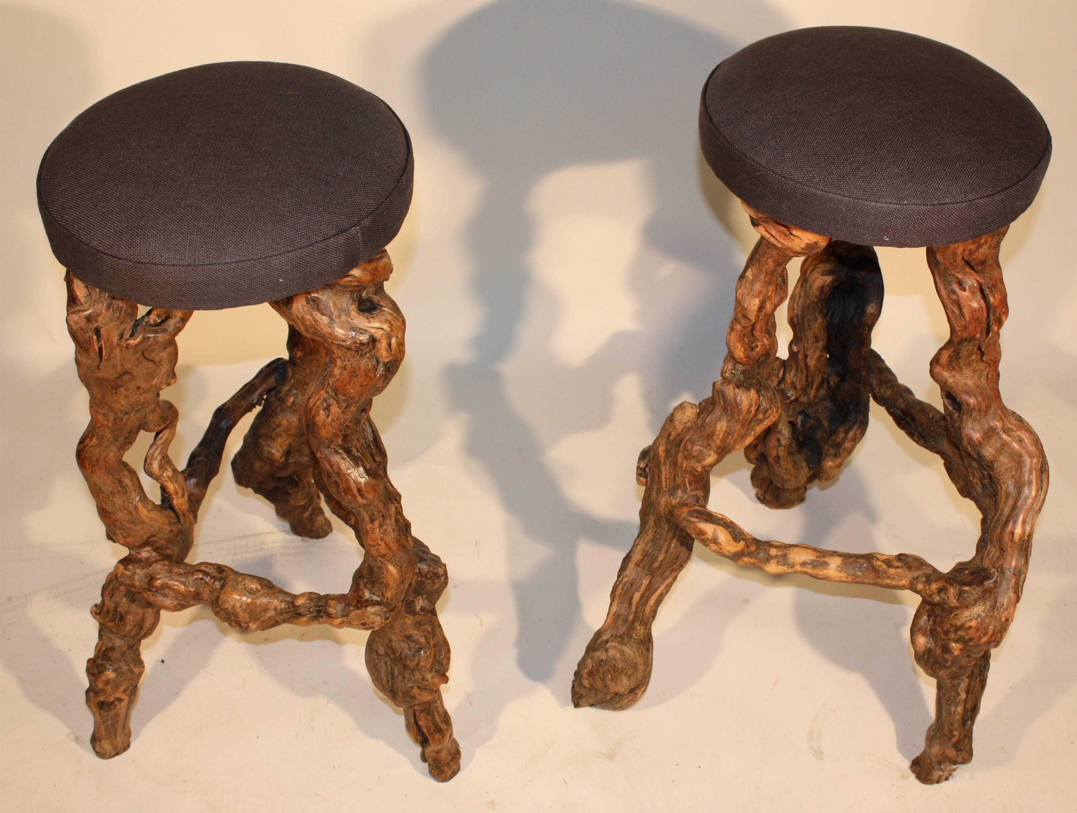 Pair of Grape Vine Bar Stools In Excellent Condition In Doylestown, PA