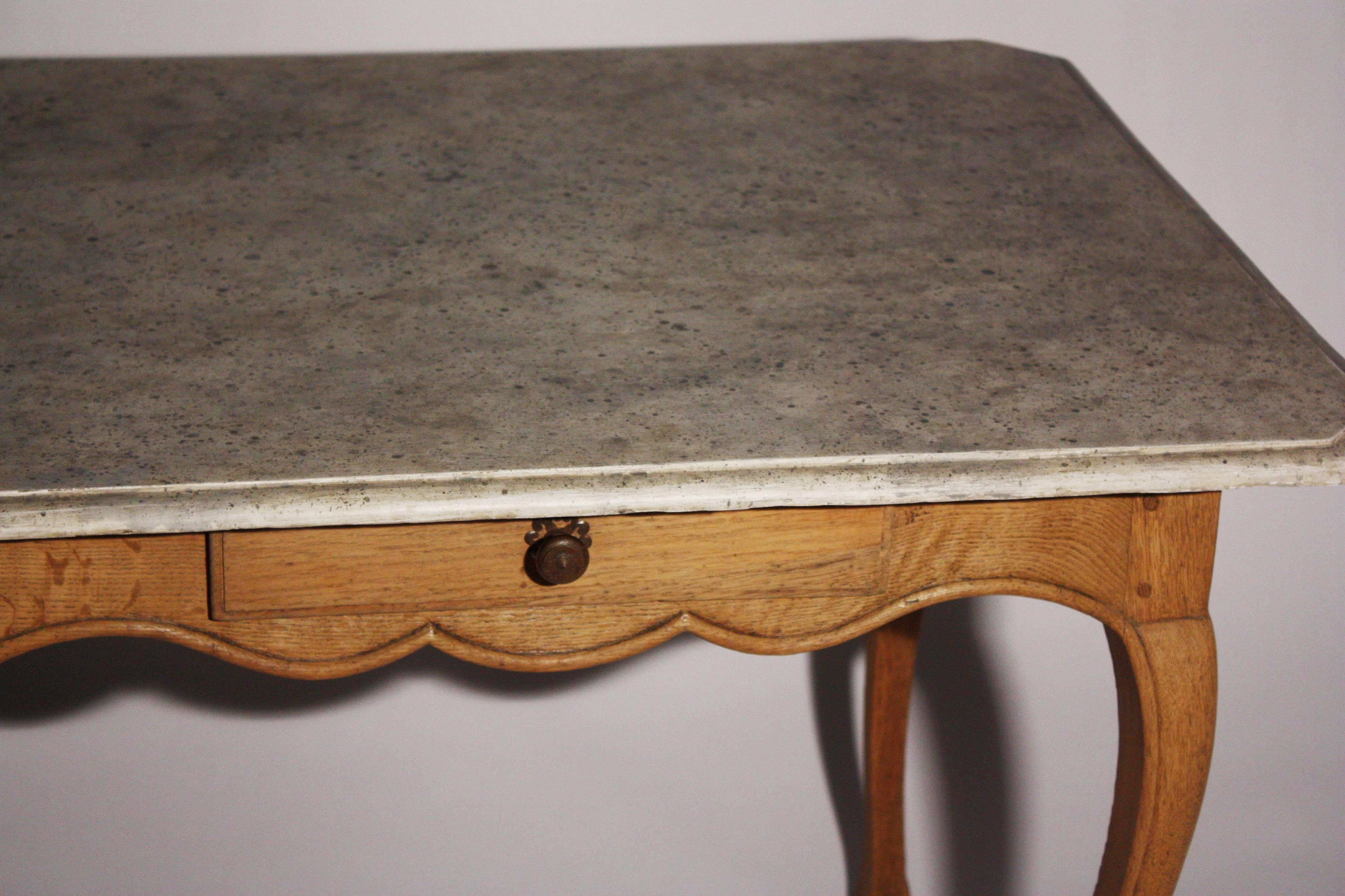 18th Century Louis XV Provincial Side Table, Faux Marble-Top