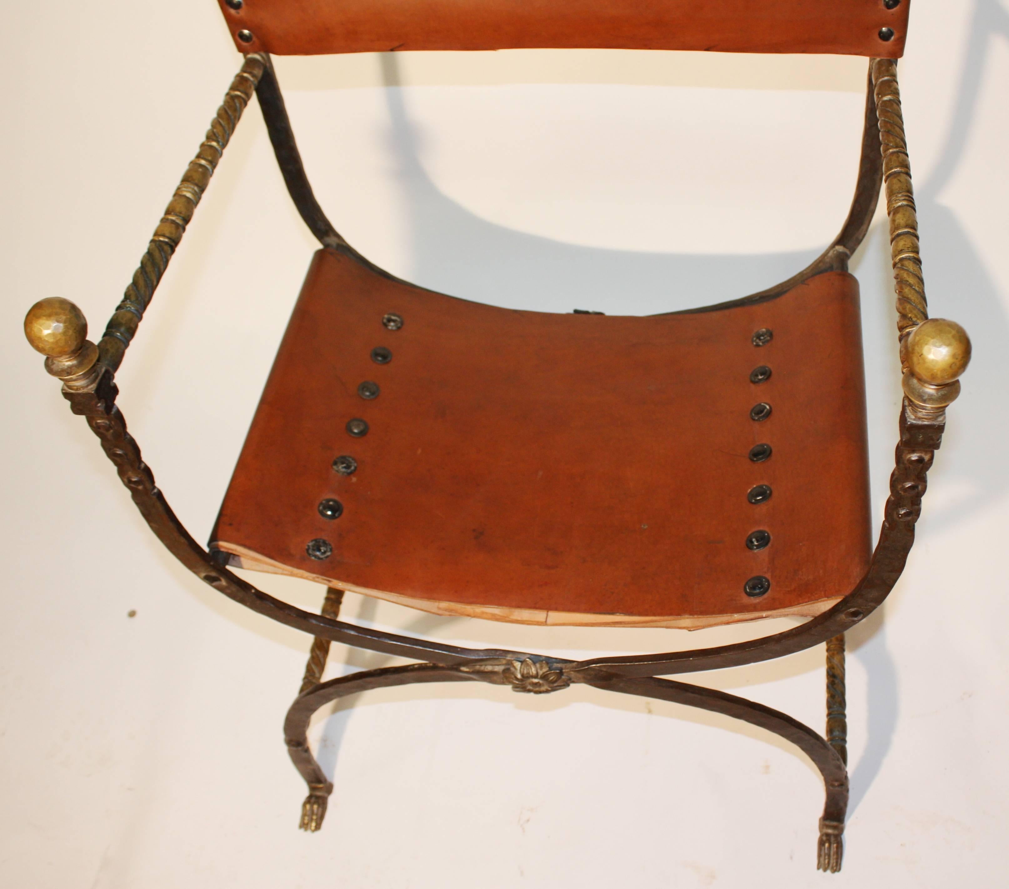 Folding Campaign Chair by Oscar Bach, 1930s In Excellent Condition In Doylestown, PA