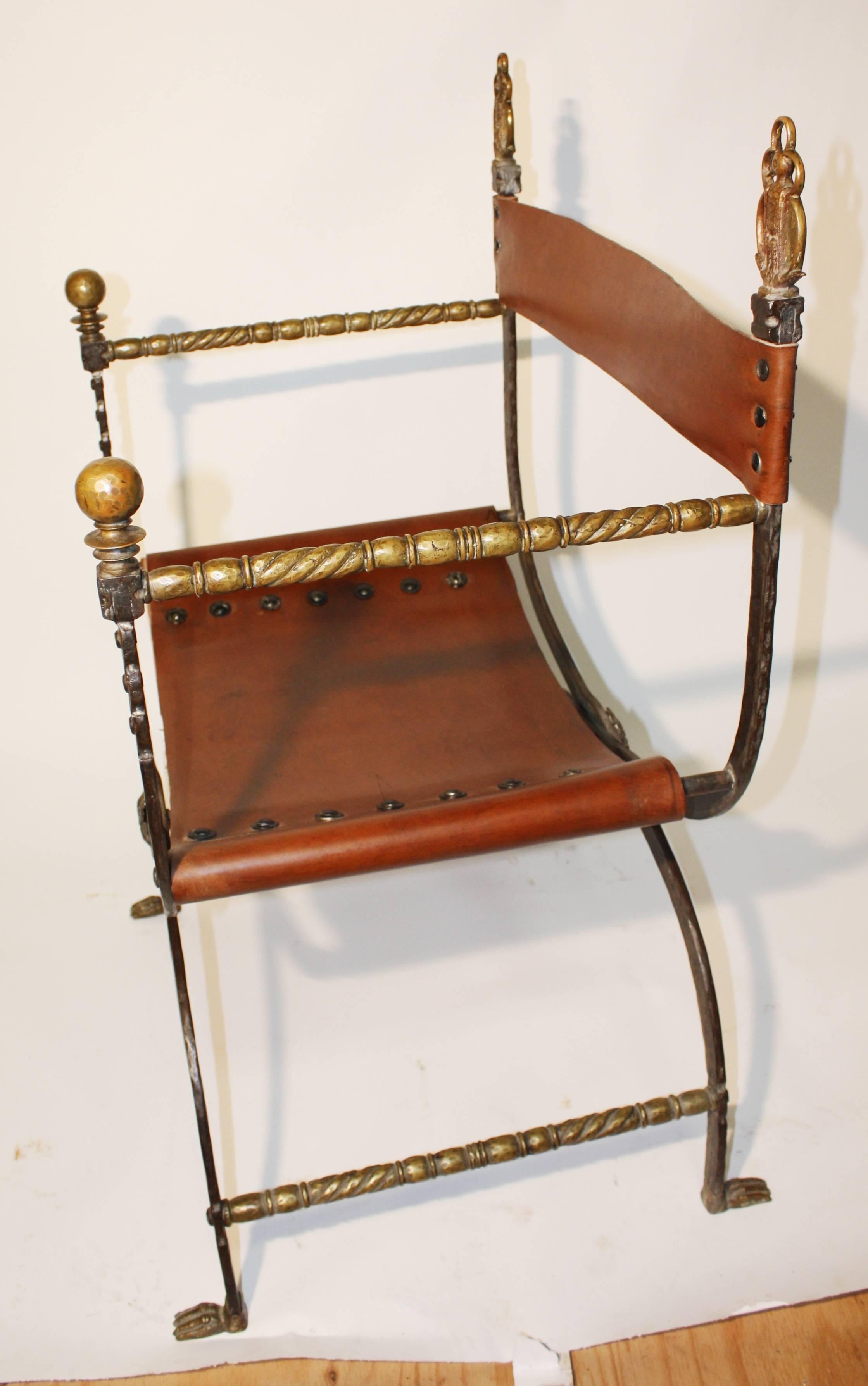 Renaissance Revival Folding Campaign Chair by Oscar Bach, 1930s