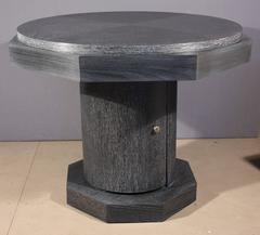 French 1940s Ebonized and Cerused Oak Low Table