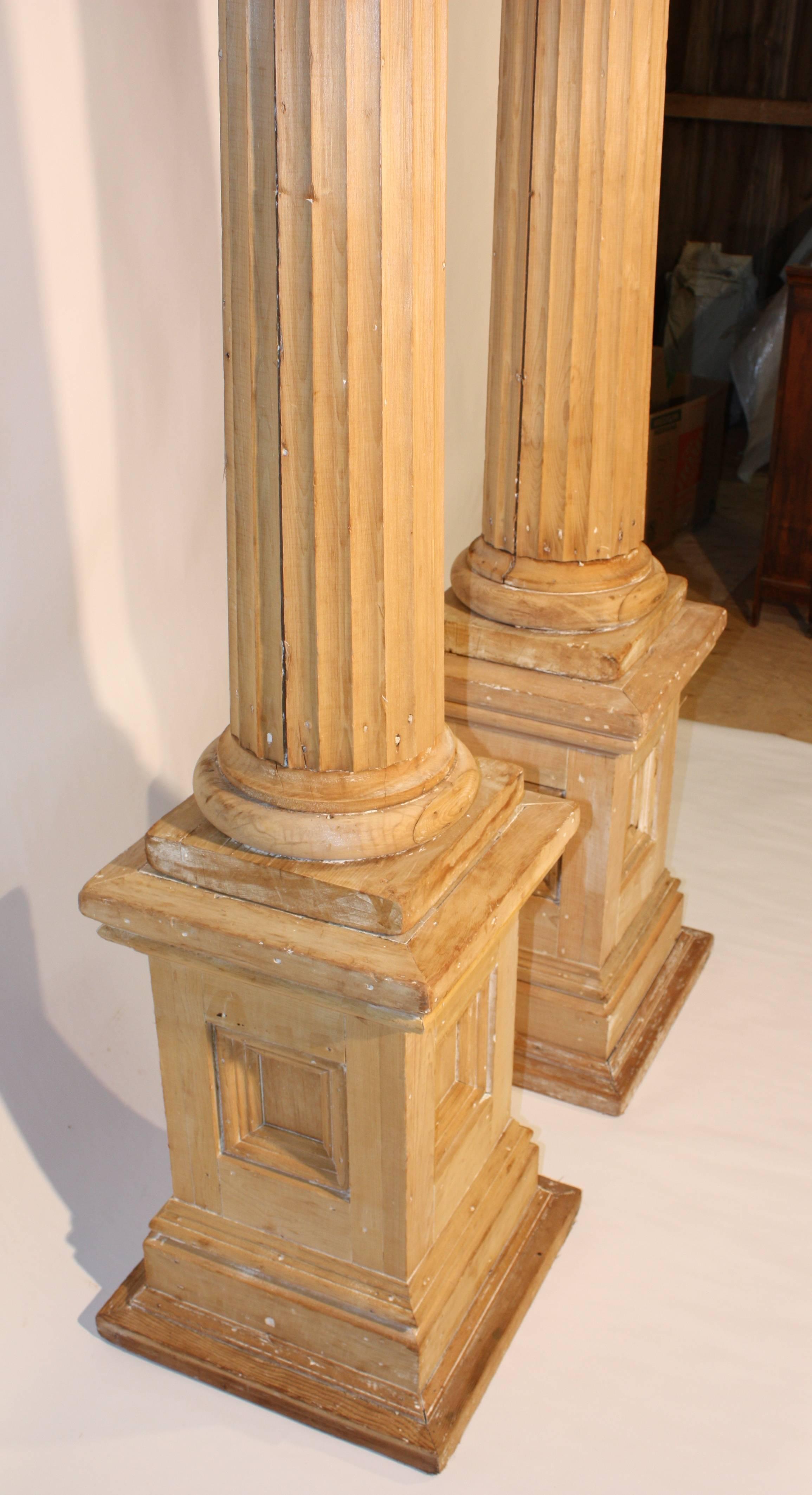 Pair of Large Pine Columns, 19th Century 1
