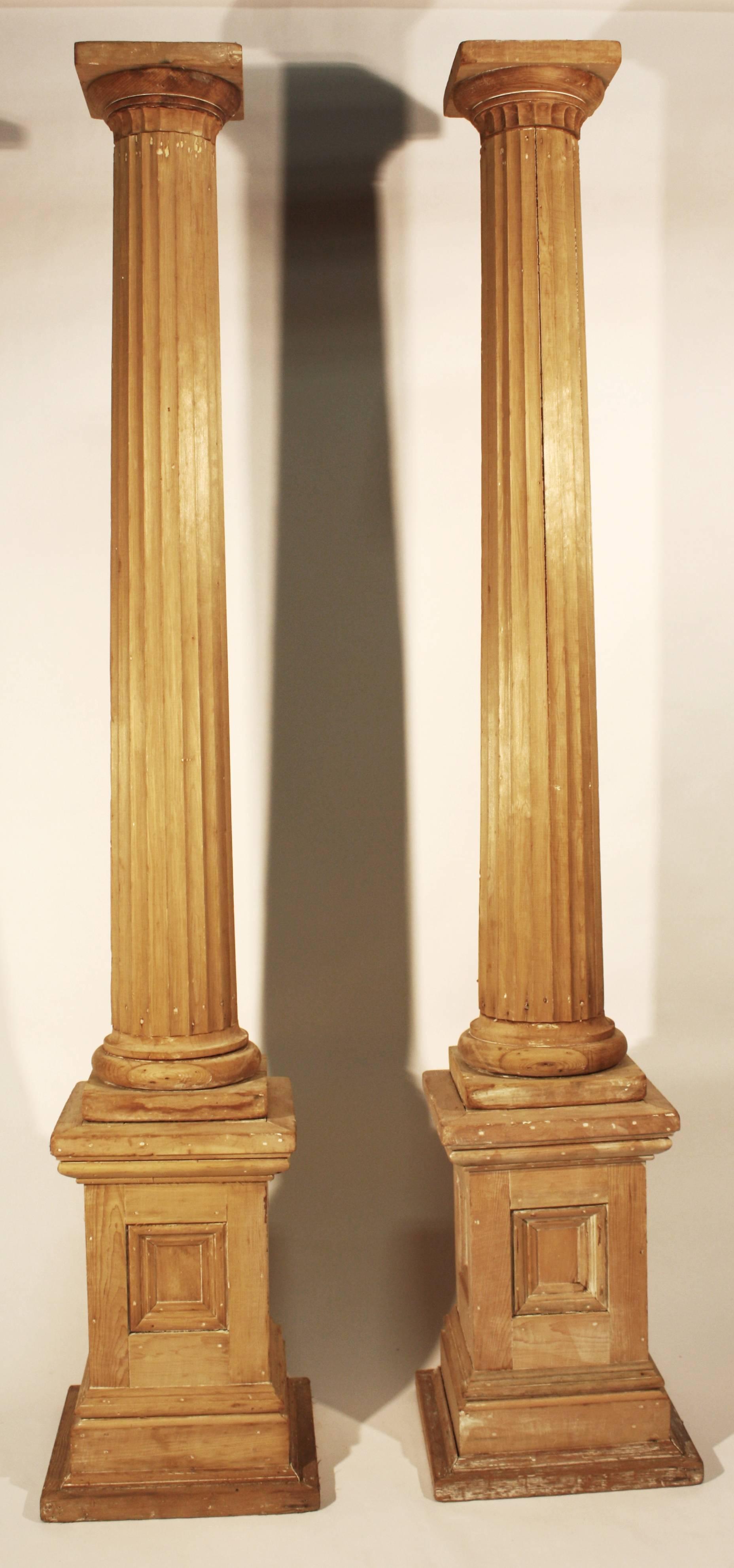 Pair of Large Pine Columns, 19th Century 3