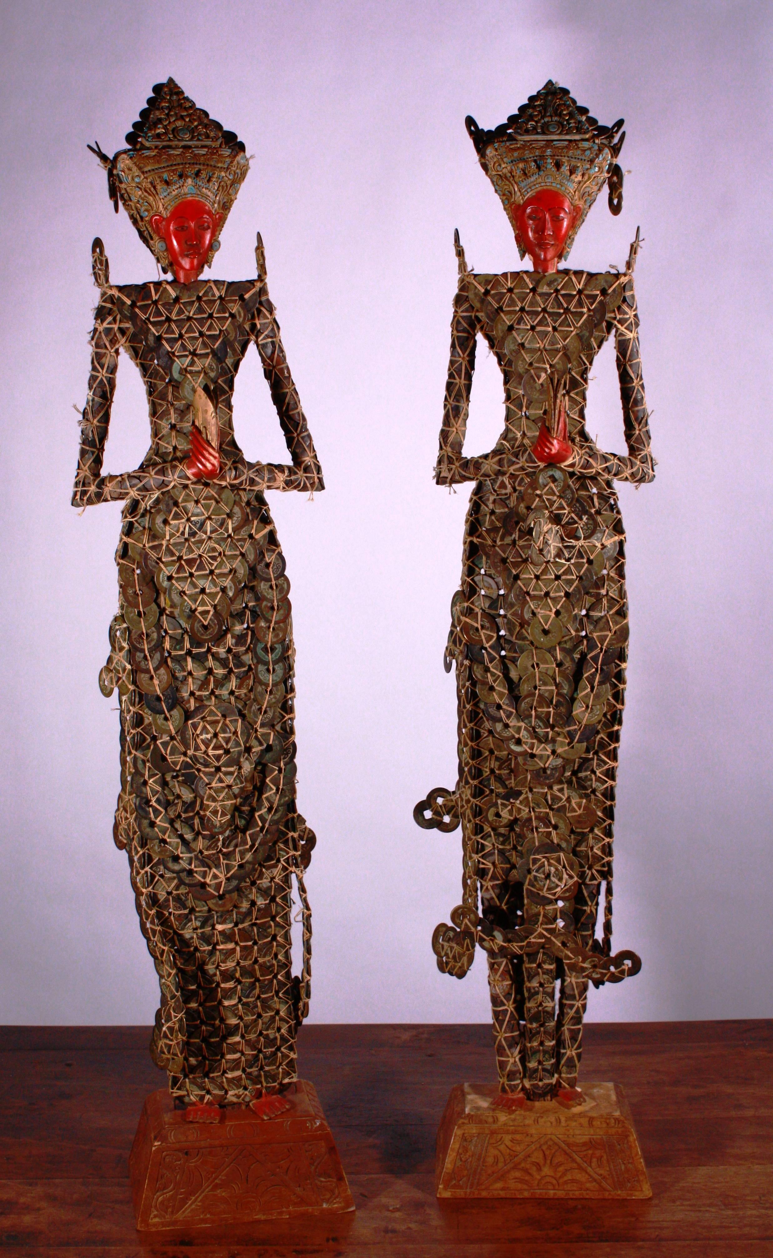 Pair of Early 20th Century Balinese Coin Dolls 1