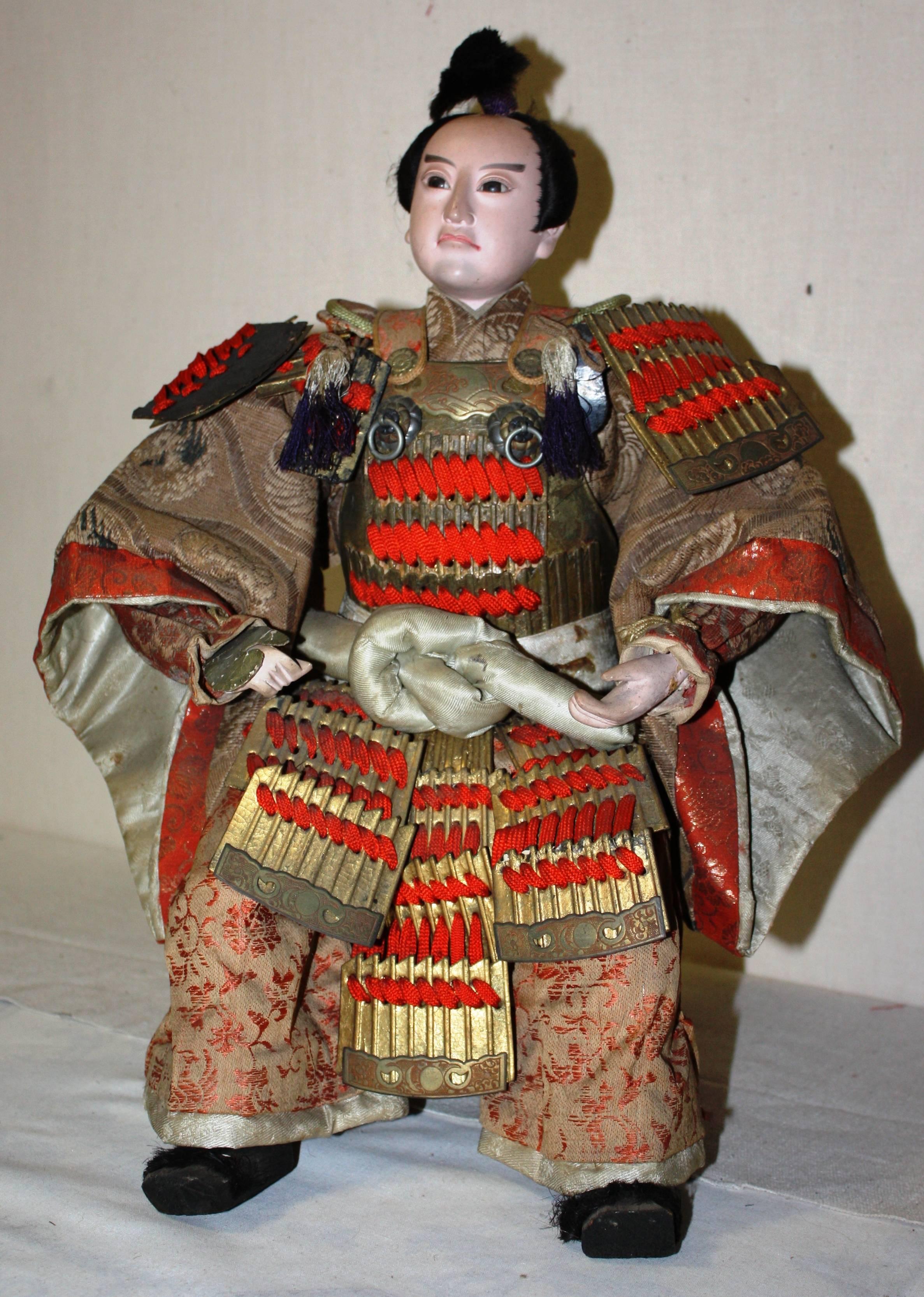 Fabric Japanese Samurai Doll, Meiji Period