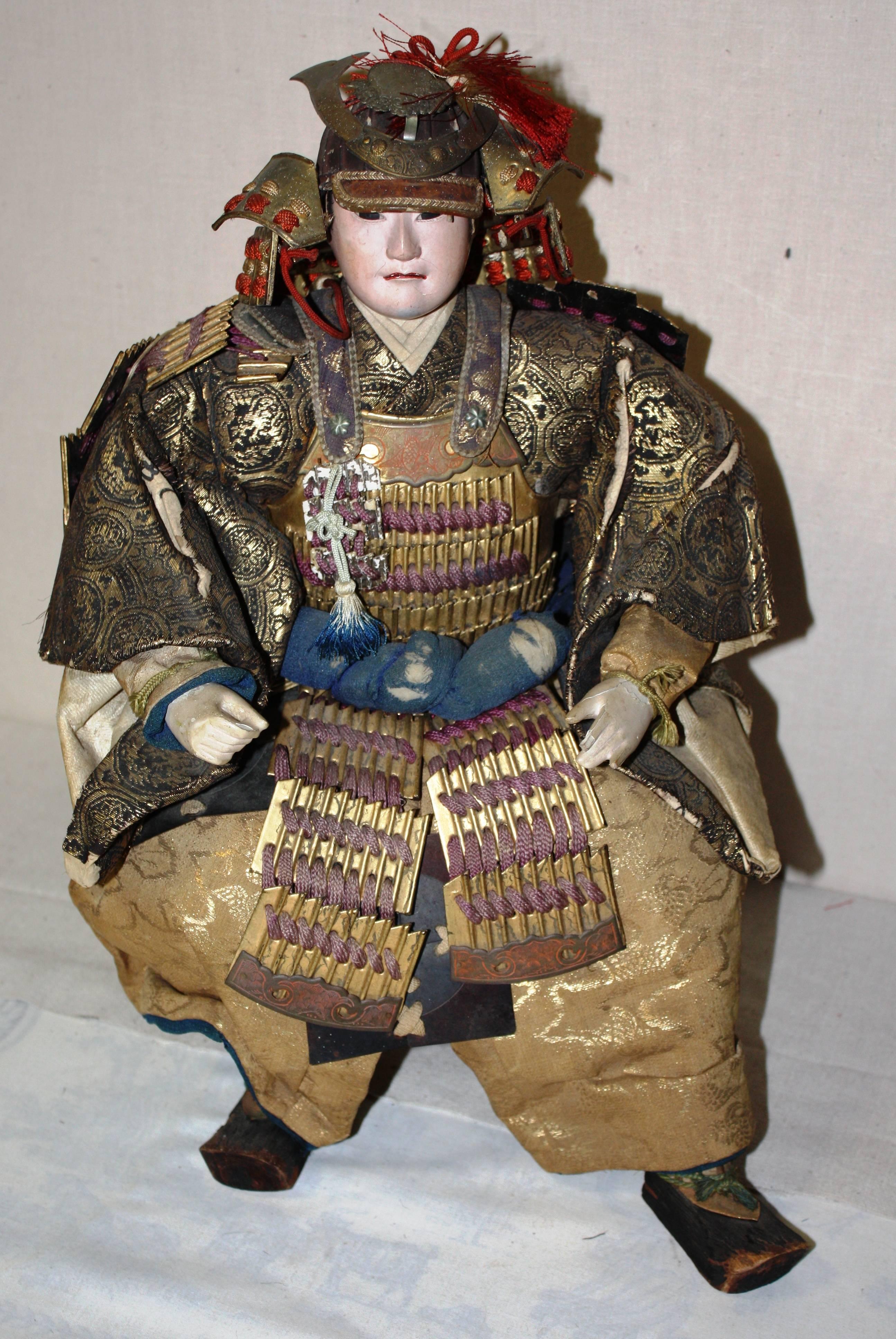 Fabric Japanese Samurai Doll, Meiji Period