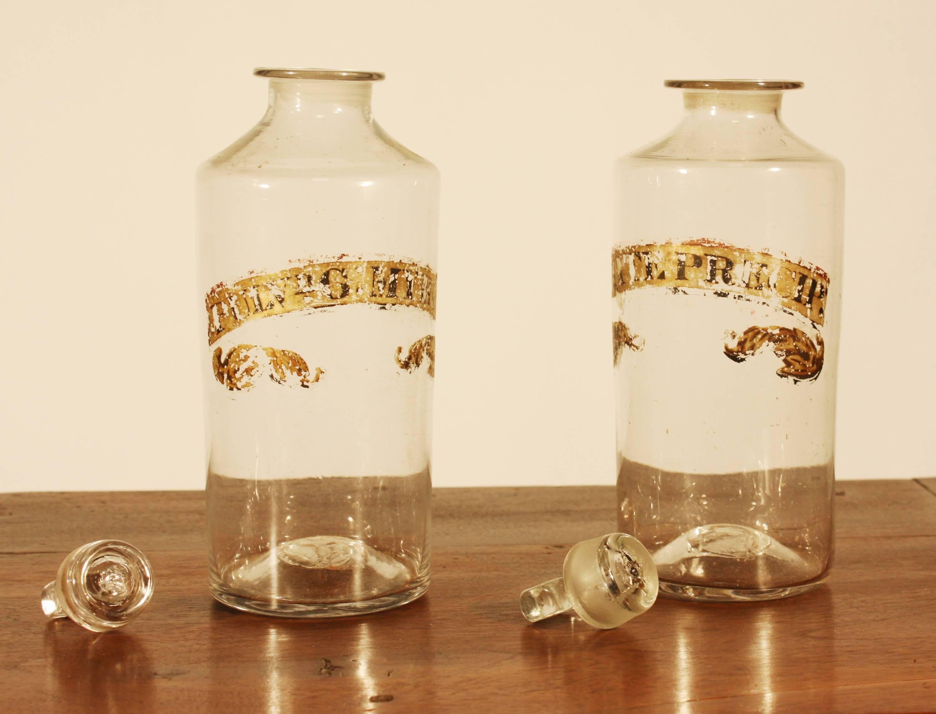 American Pair of Early Blown Glass Apothecary Bottles