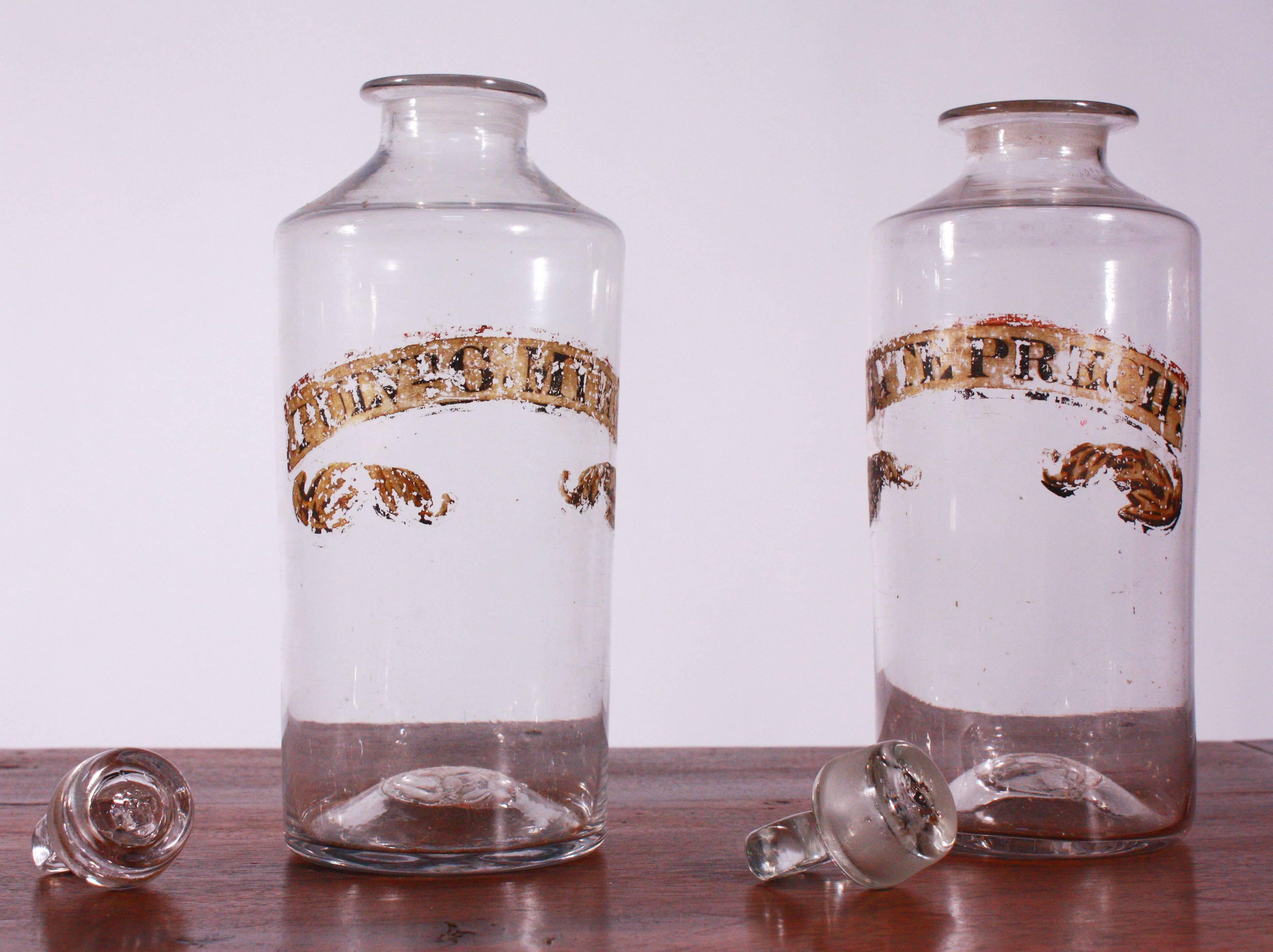 Pair of Early Blown Glass Apothecary Bottles 1