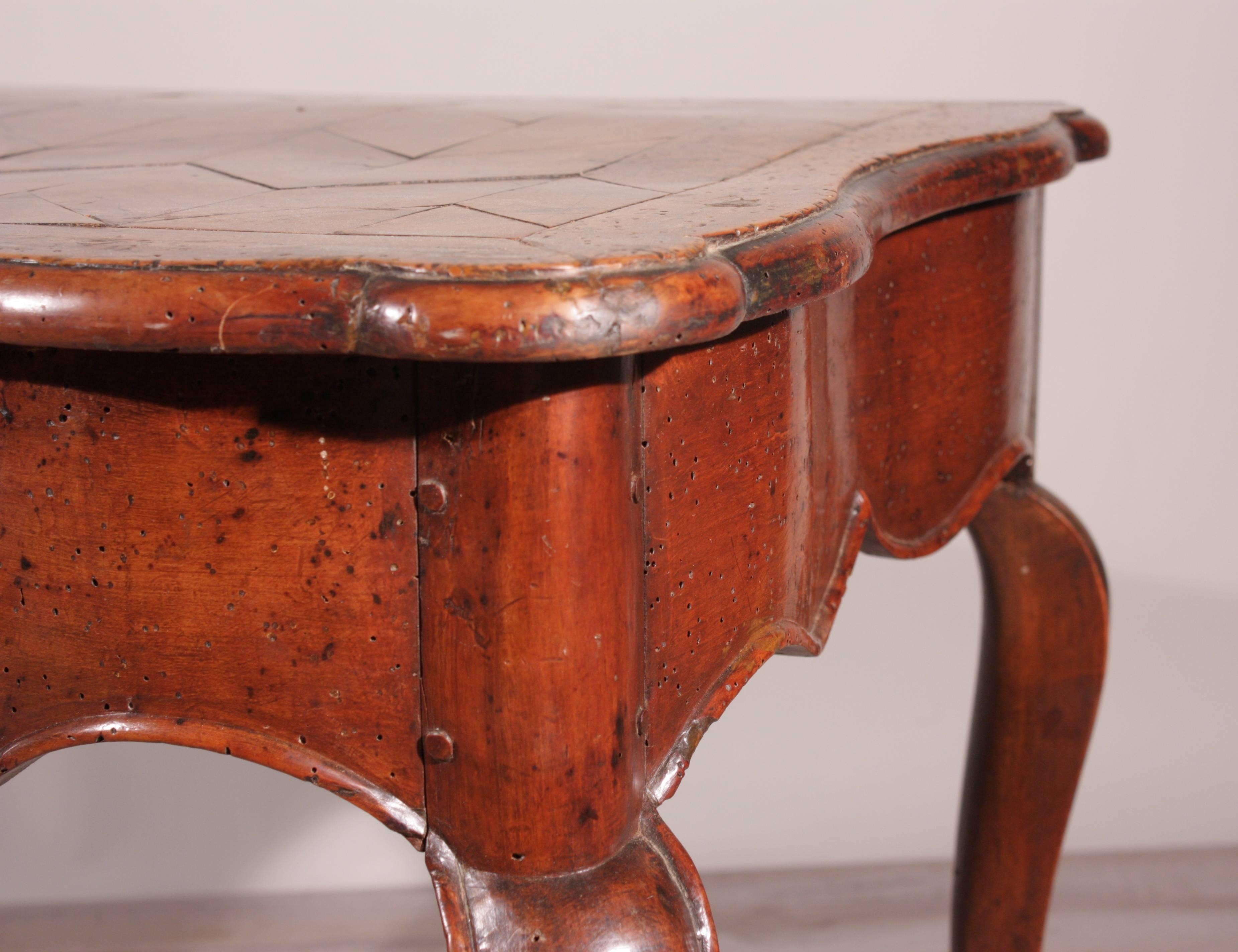 Early Louis XV Period Side Table, Parquetry Top In Good Condition In Doylestown, PA