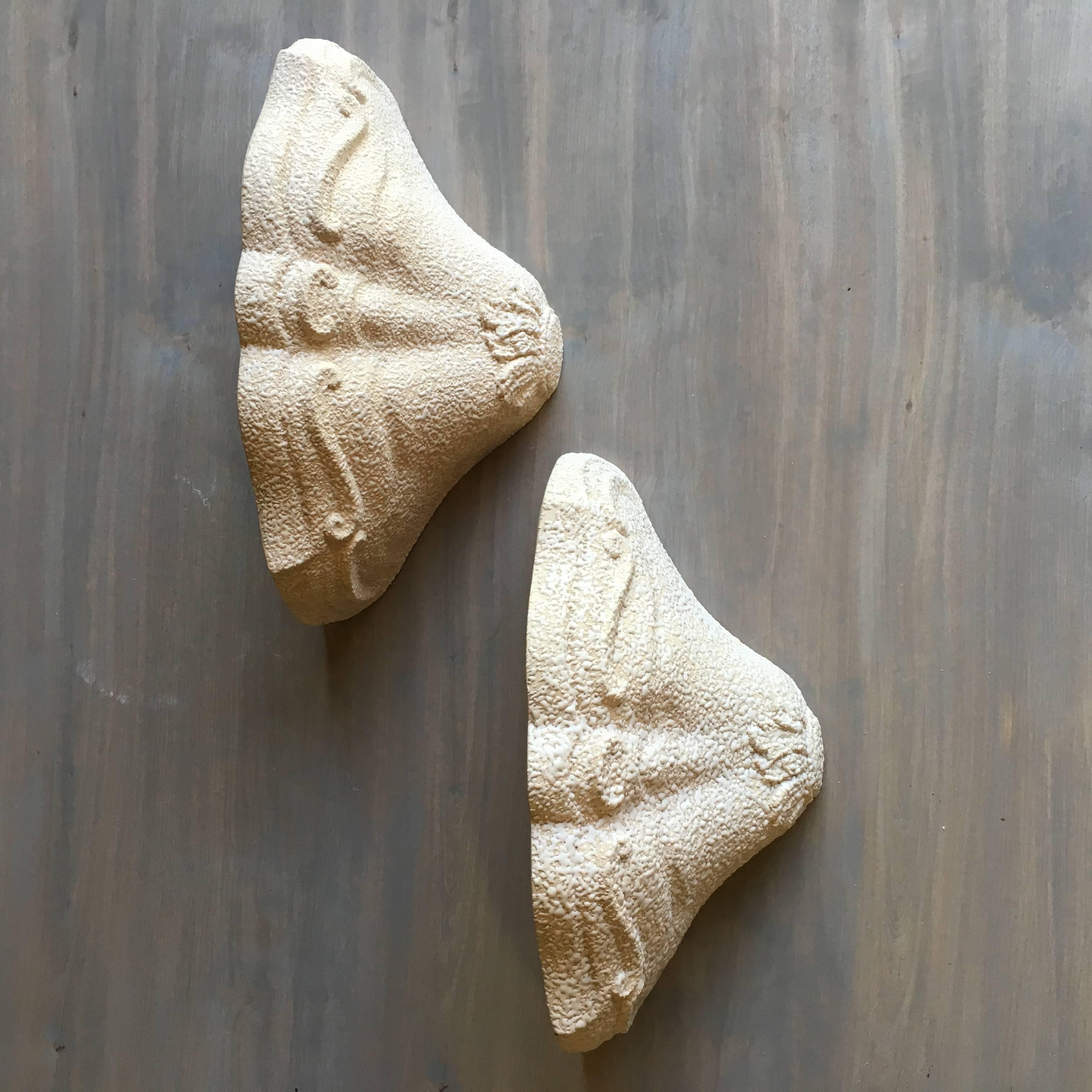 20th Century Pair of French Cast Plaster Sconces, circa 1950