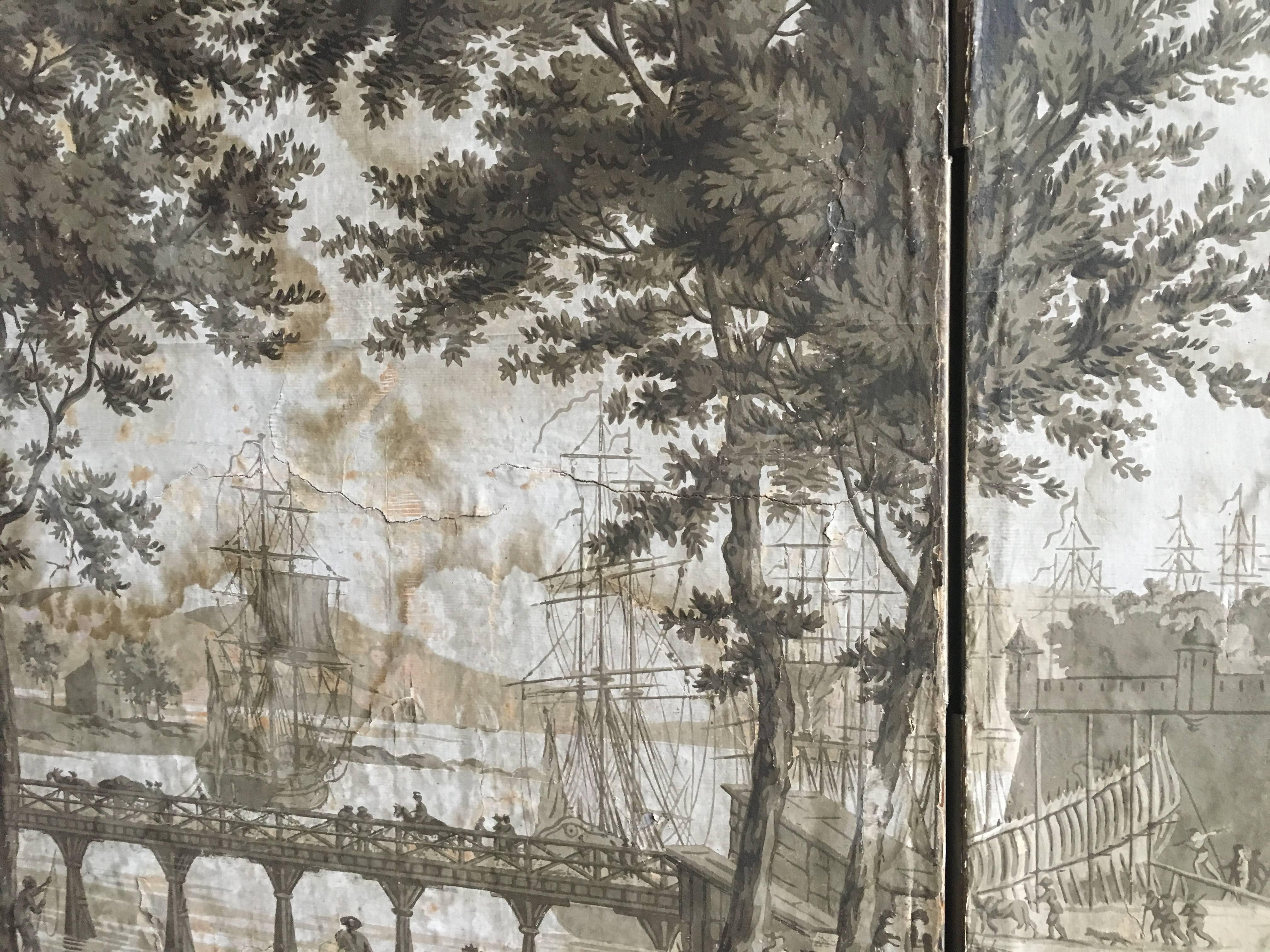 grisaille wallpaper panels