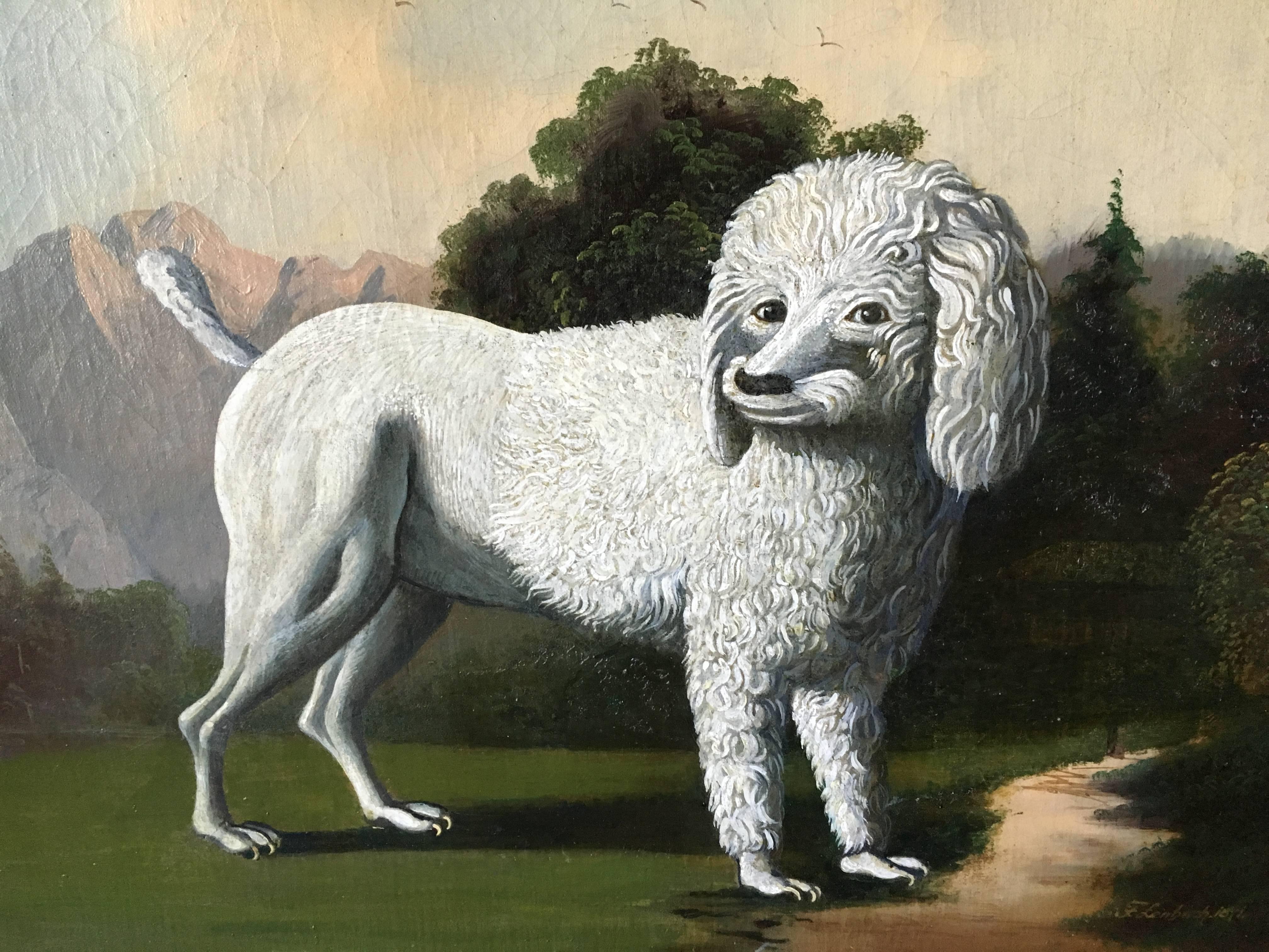 German School, 19th Century Painting of a Dog in Landscape In Excellent Condition In Doylestown, PA