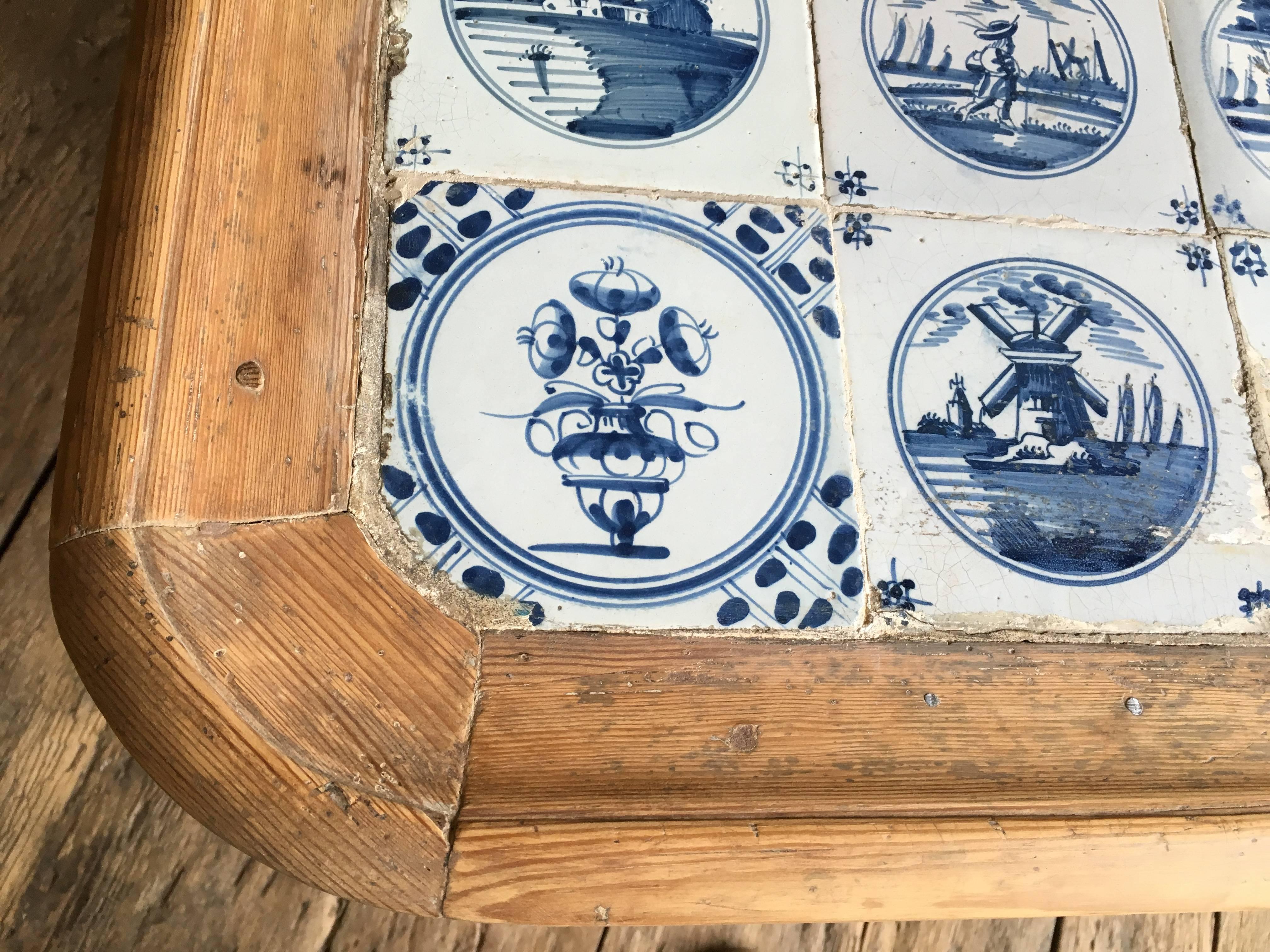 Louis XV 18th Century Dutch Delft Tile-Top Table