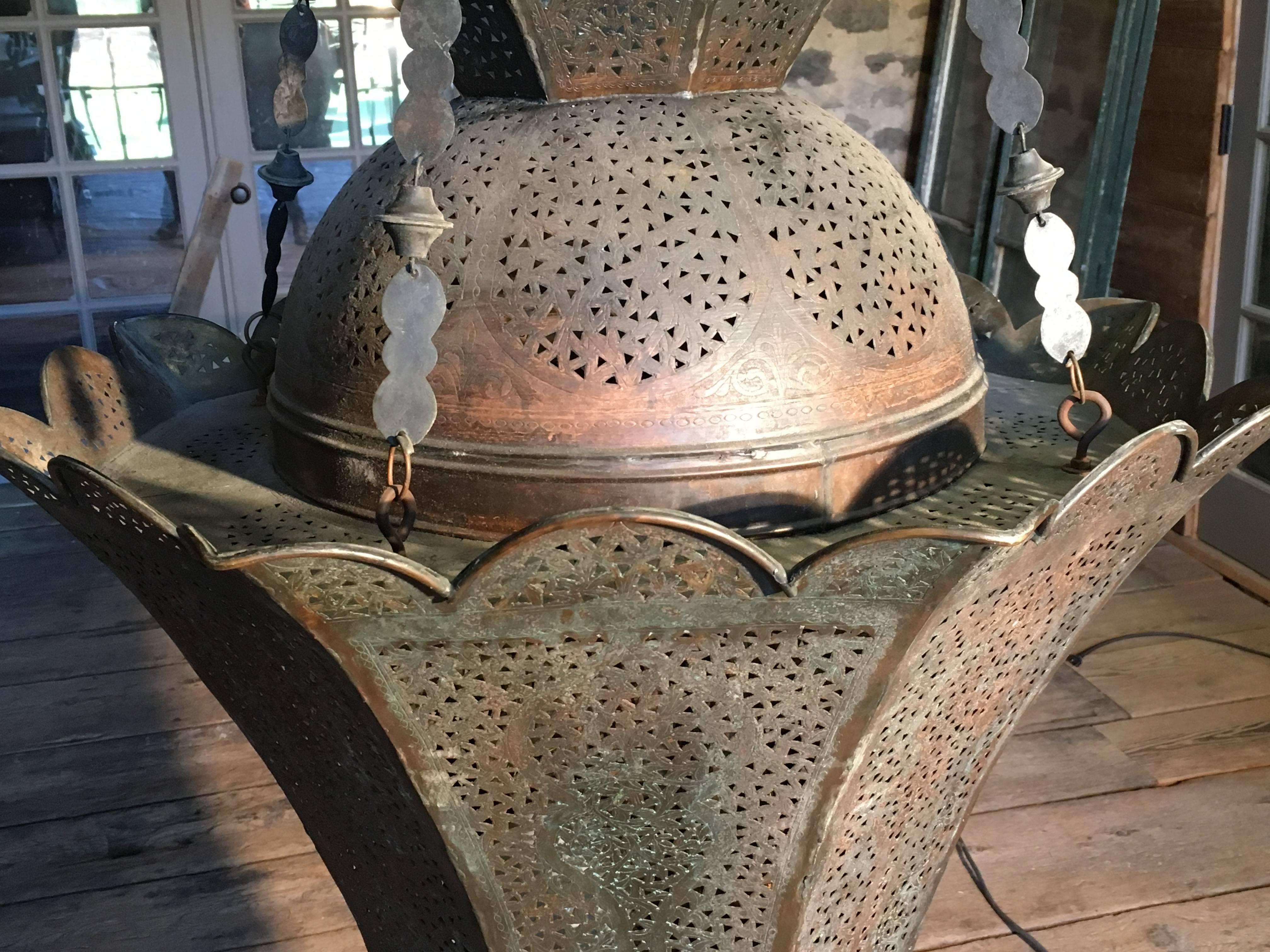 Large Moroccan Lantern In Brass, 19th Century  2