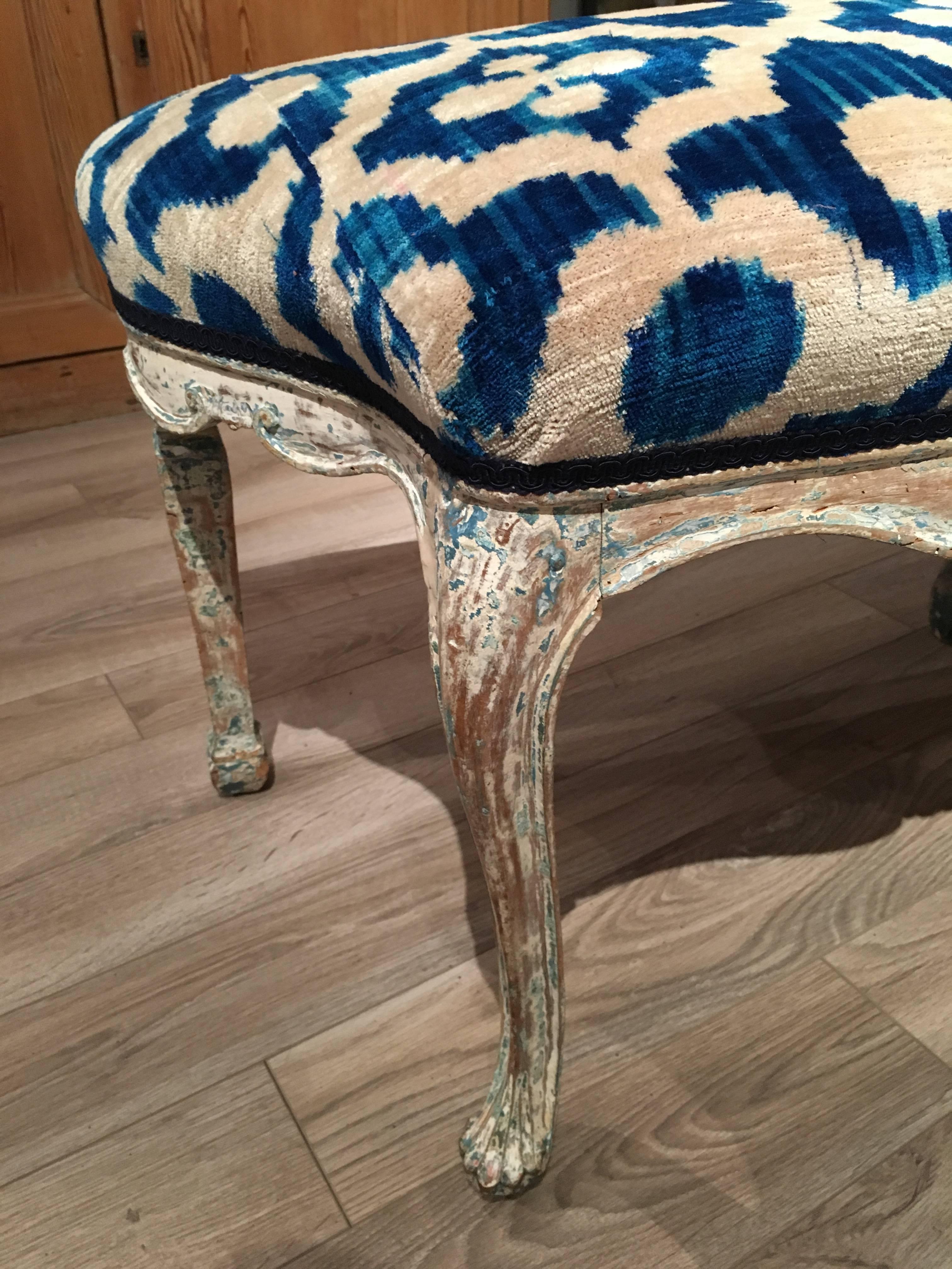 Velvet 18th Century Italian Upholstered Bench