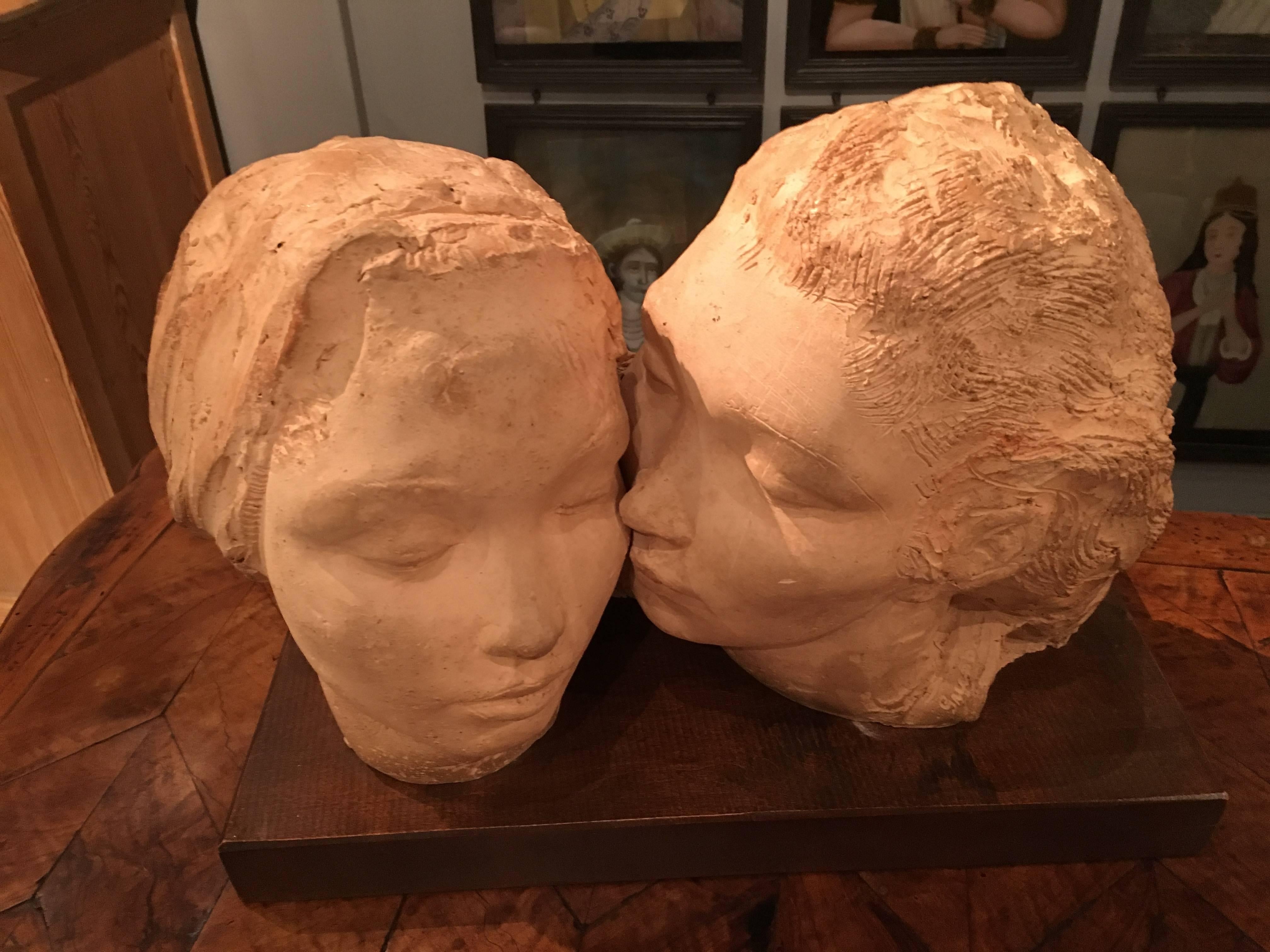 20th Century Stucco Sculpture of Two Women, by Dorothea Greenbaum