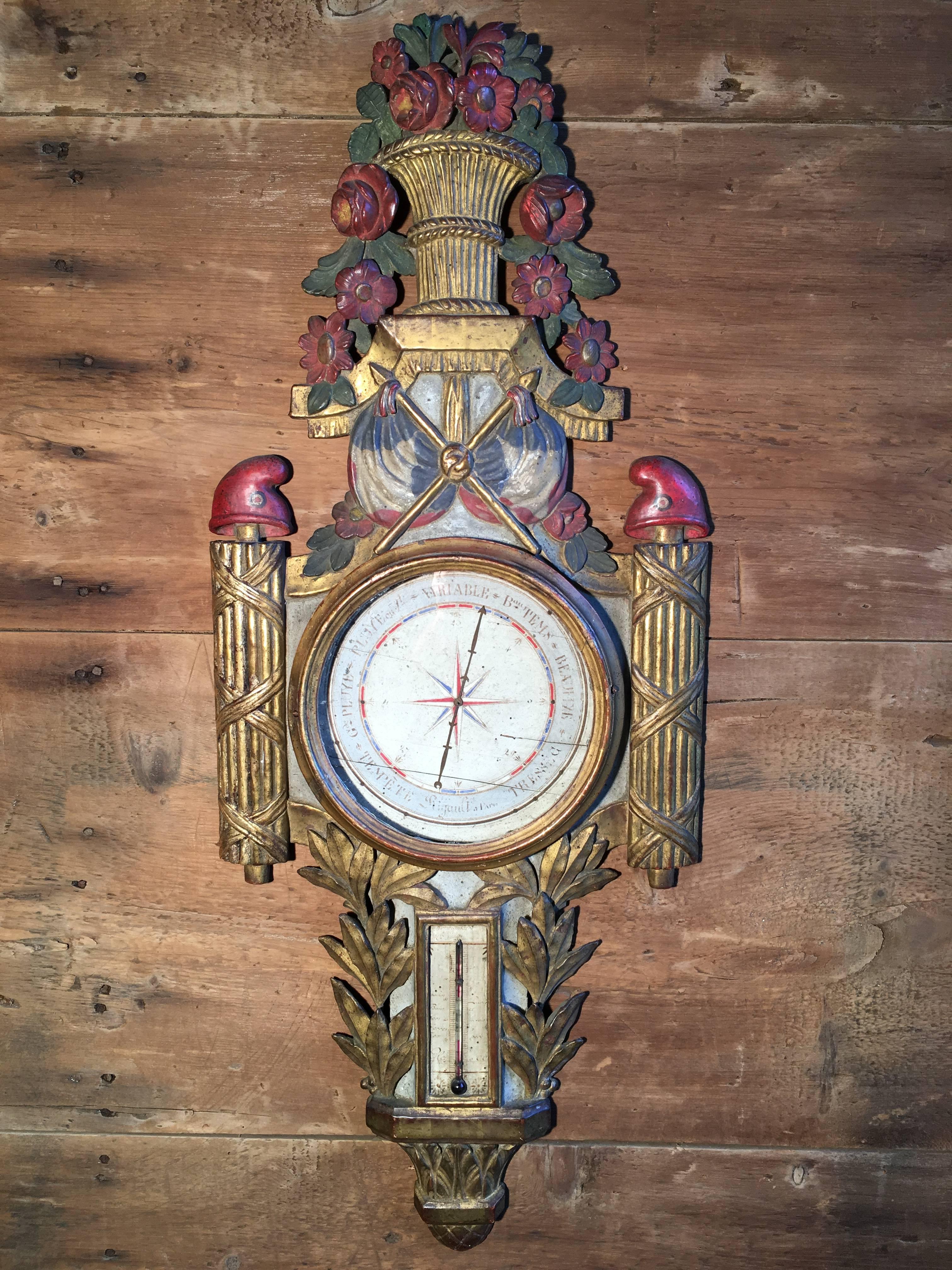 Wood Rare French Revolution Era Barometer