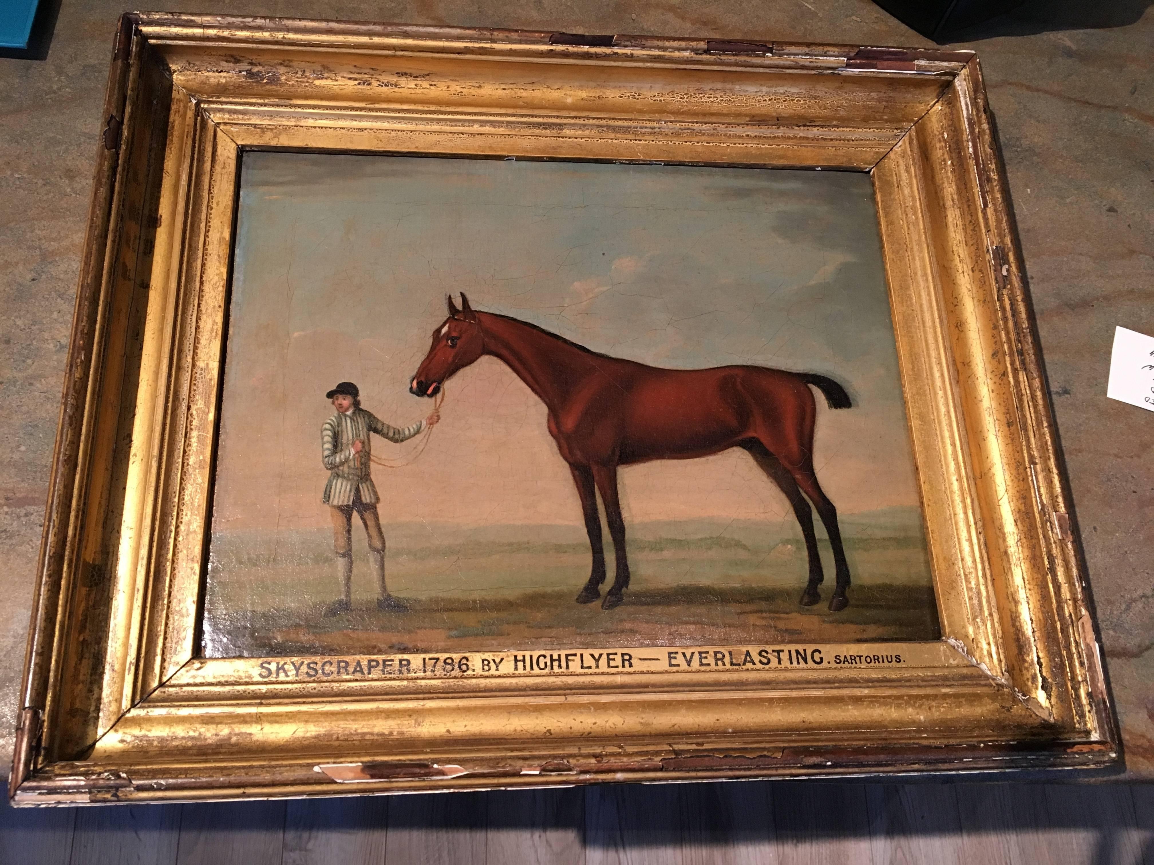 A nice oil-on-canvas equestrian 
