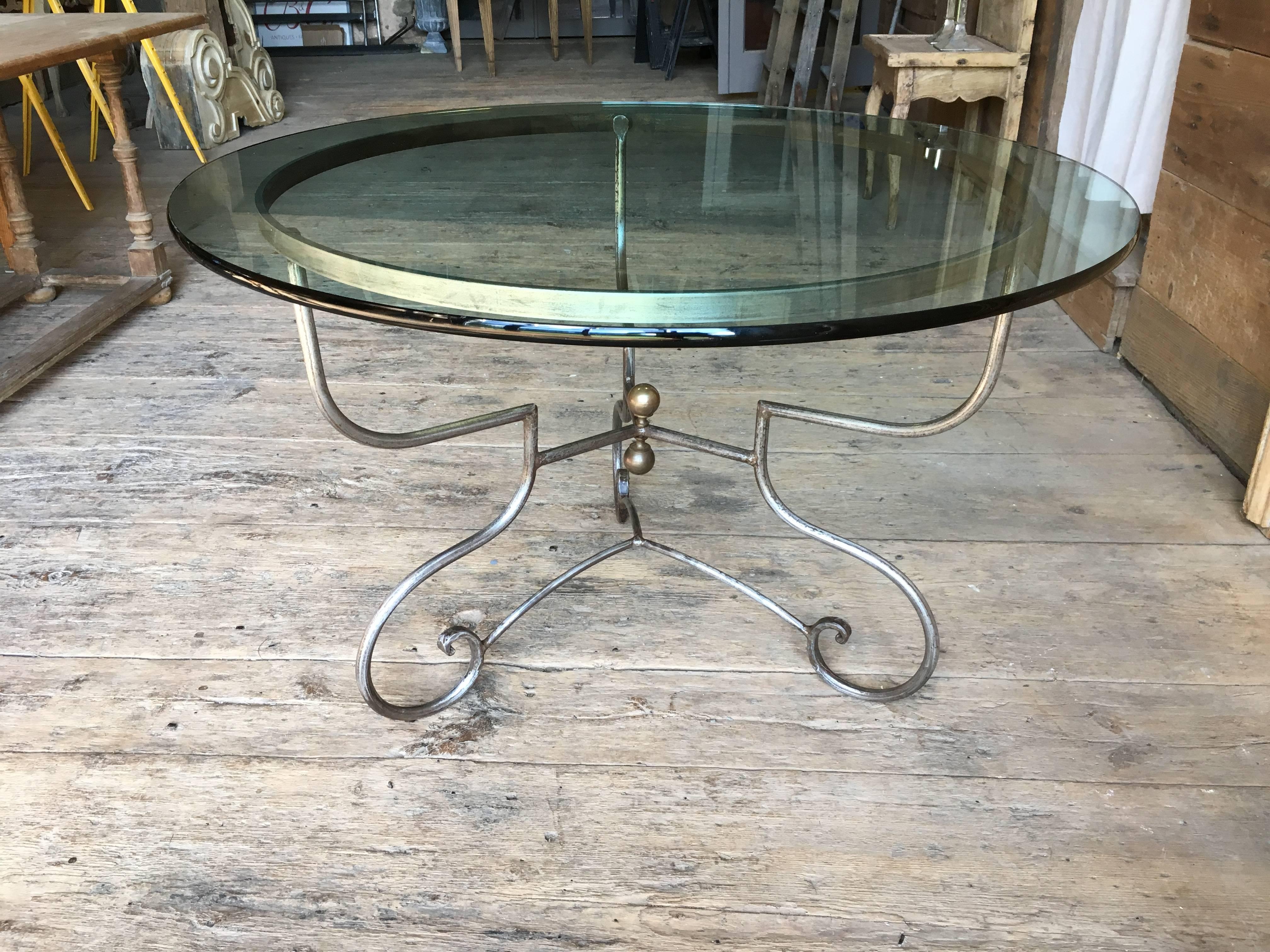 Forged Provincial French Wrought Iron Centre Table, Pierre Deux, circa 1980