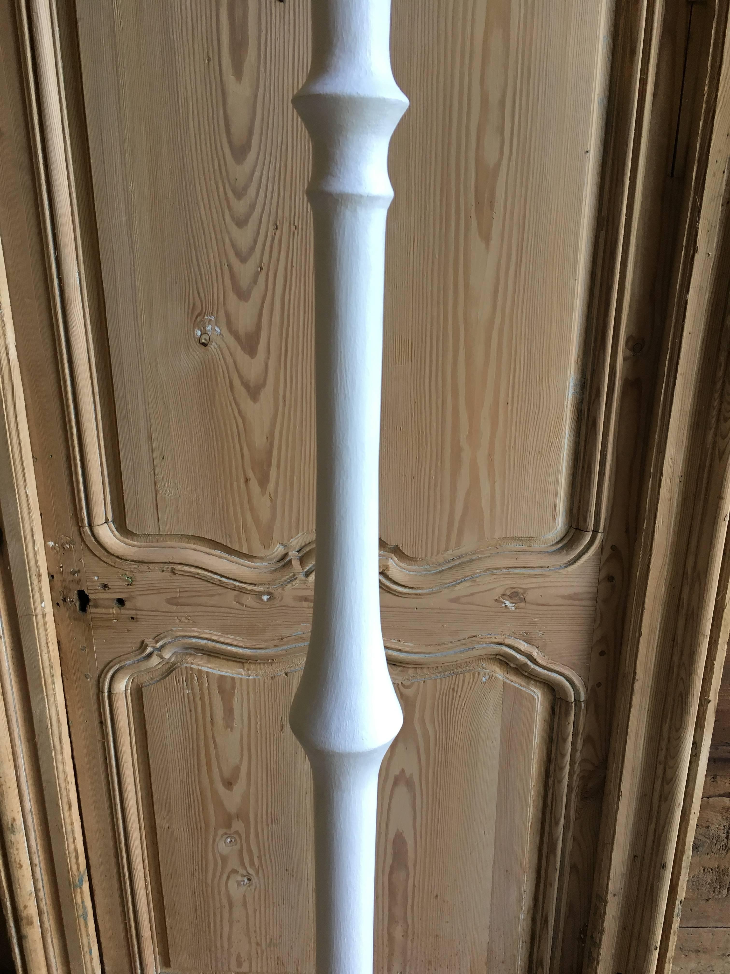 French Plaster Torchiere Floor Lamp, Style of Giacometti, circa 1950 In Excellent Condition In Doylestown, PA