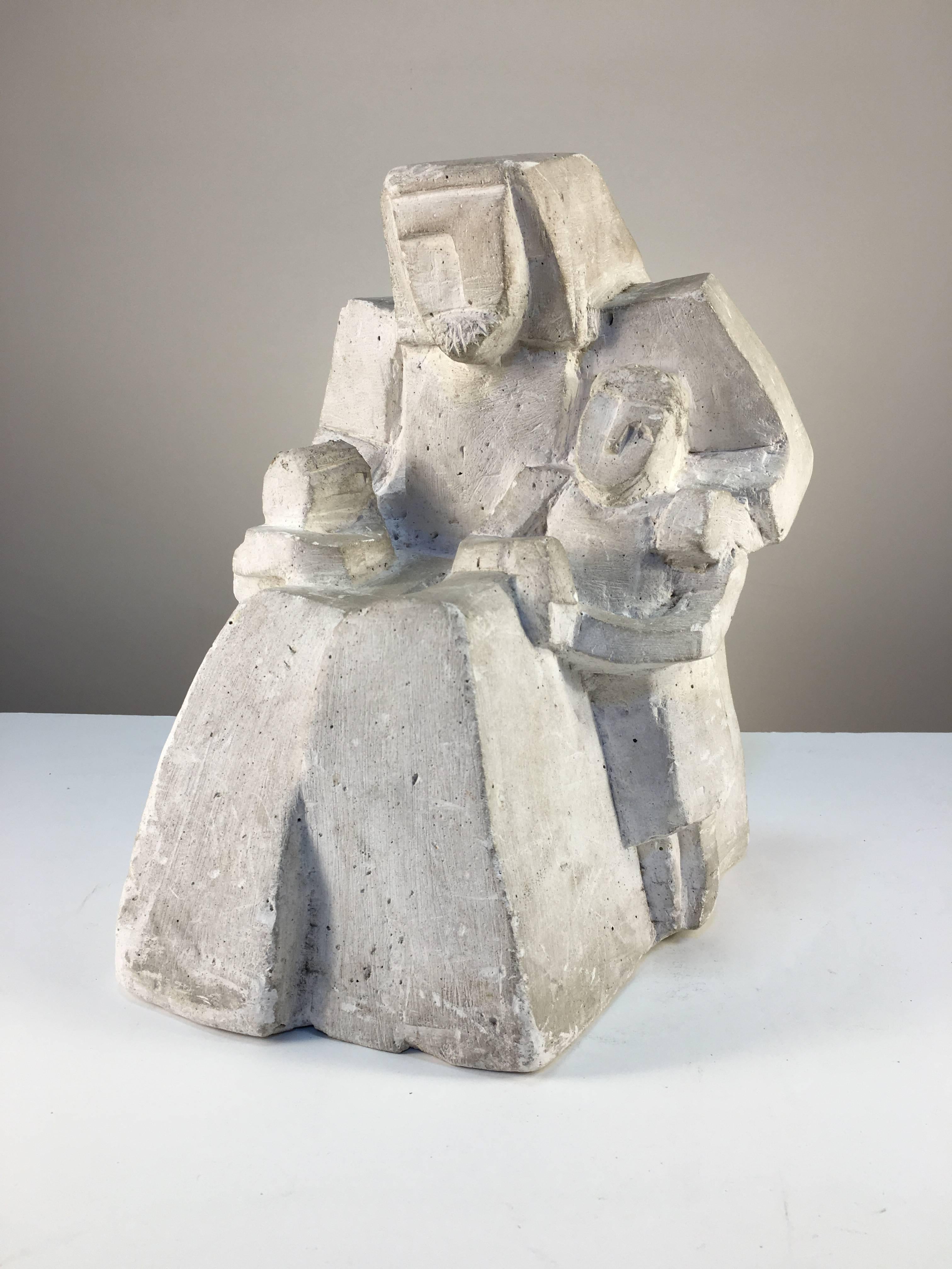 20th Century Cubist Figural Sculpture in Chalk