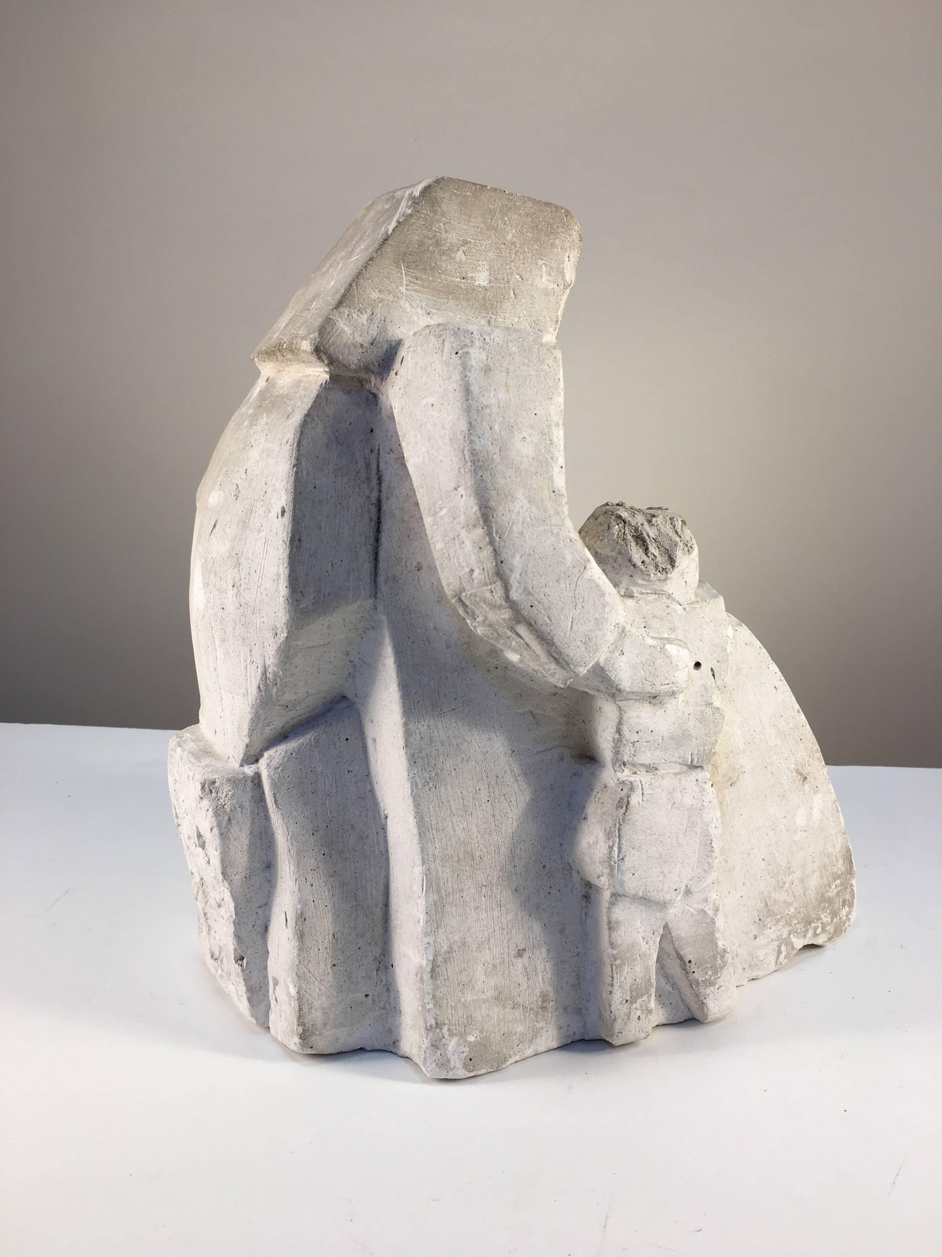 Modern Cubist Figural Sculpture in Chalk