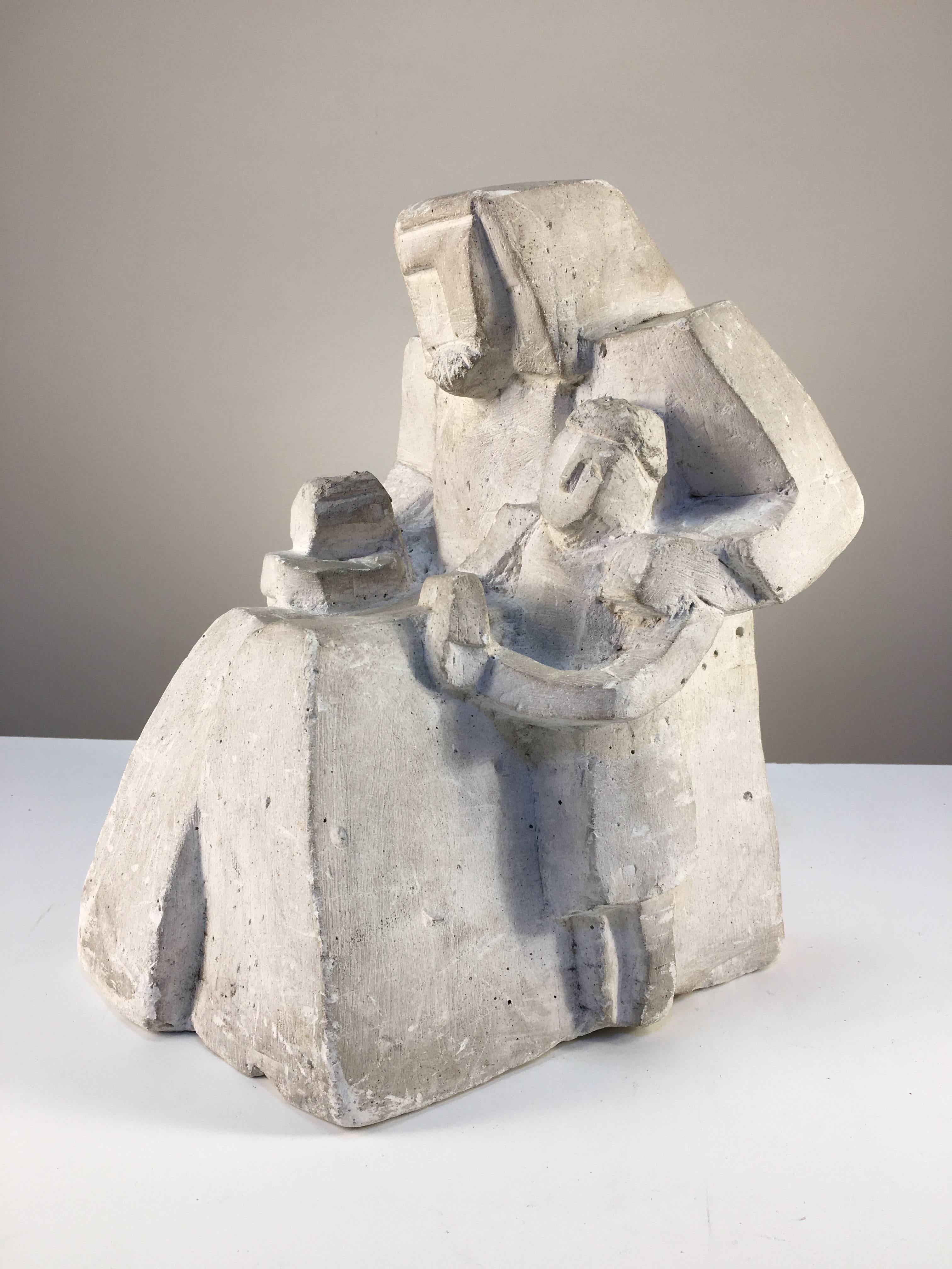 Cubist Figural Sculpture in Chalk In Good Condition In Doylestown, PA