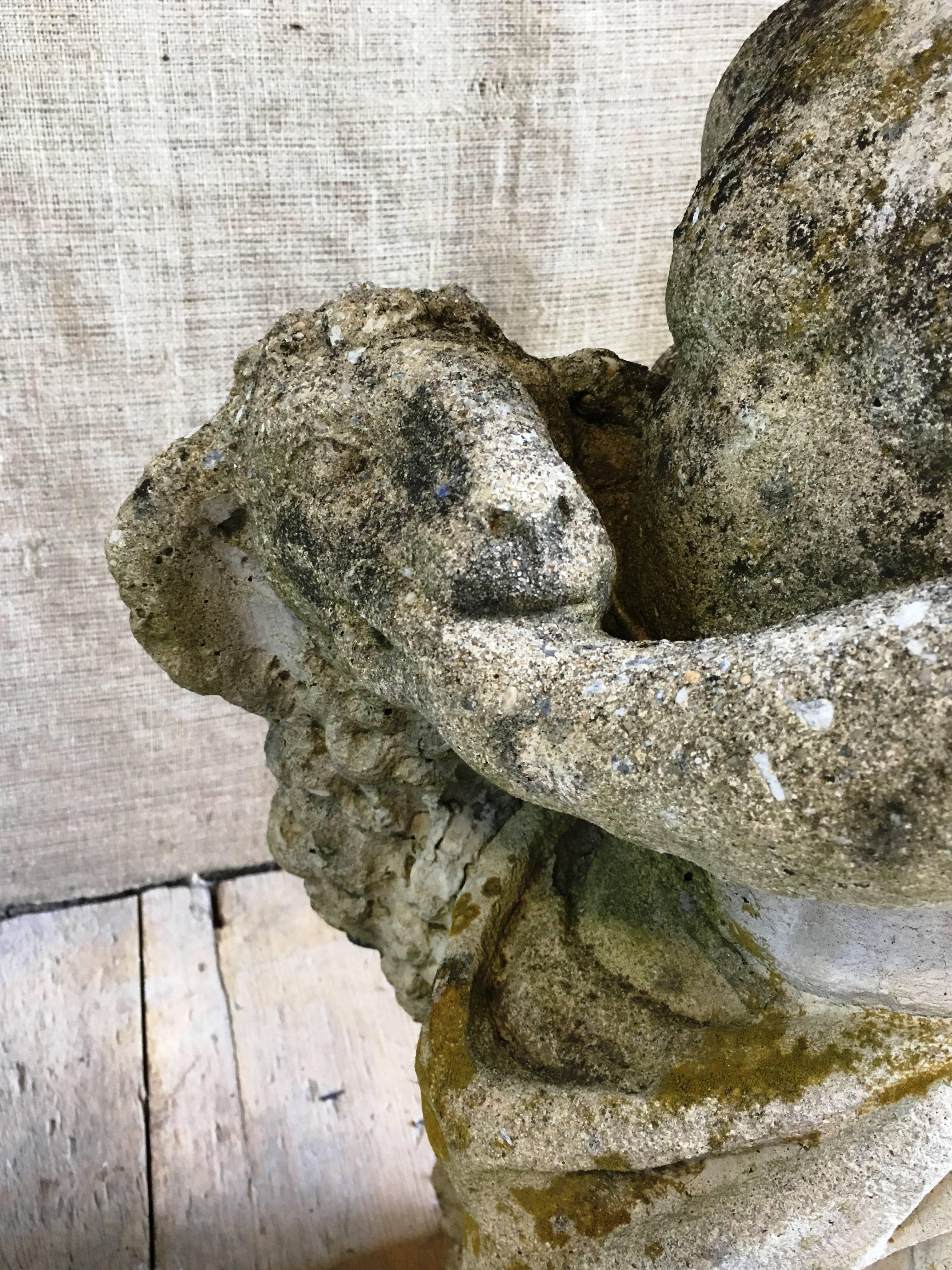 Pair of Putti Garden Statues with Lambs In Good Condition In Doylestown, PA