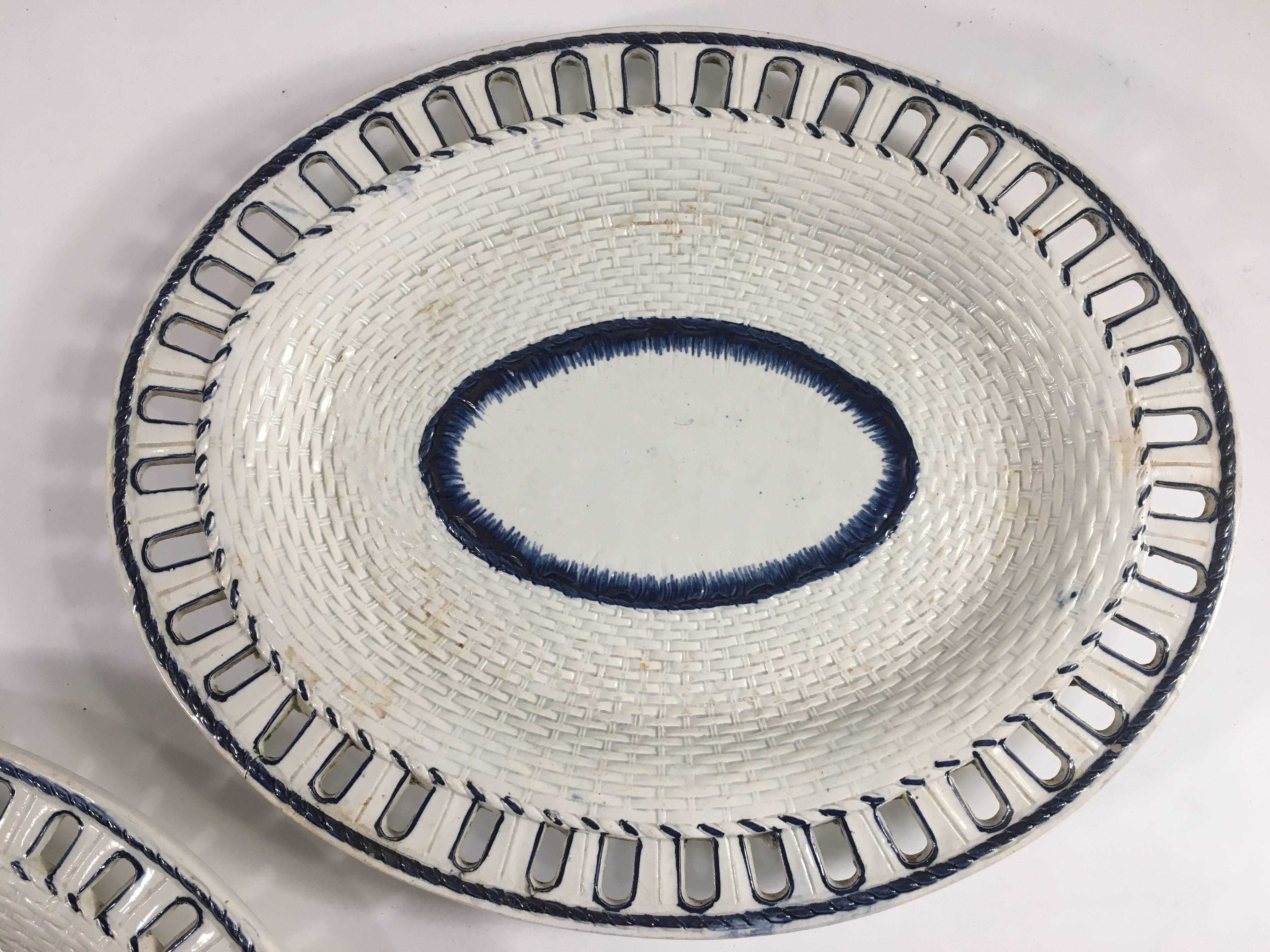 Creamware Pair of Leeds Feather-Ware Reticulated Under-Plates, 1850s