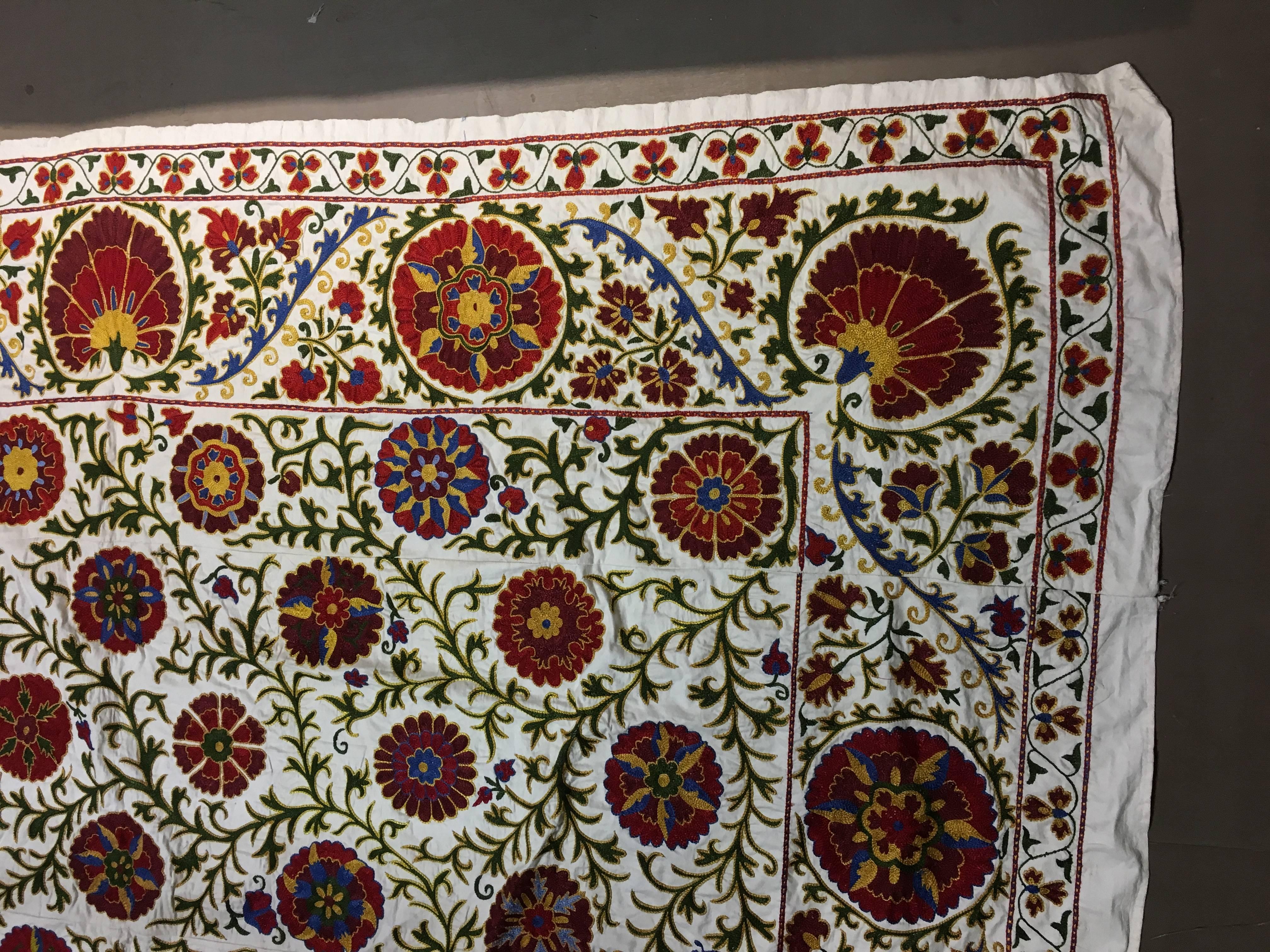 20th Century Vintage Uzbek Needlepoint Suzani