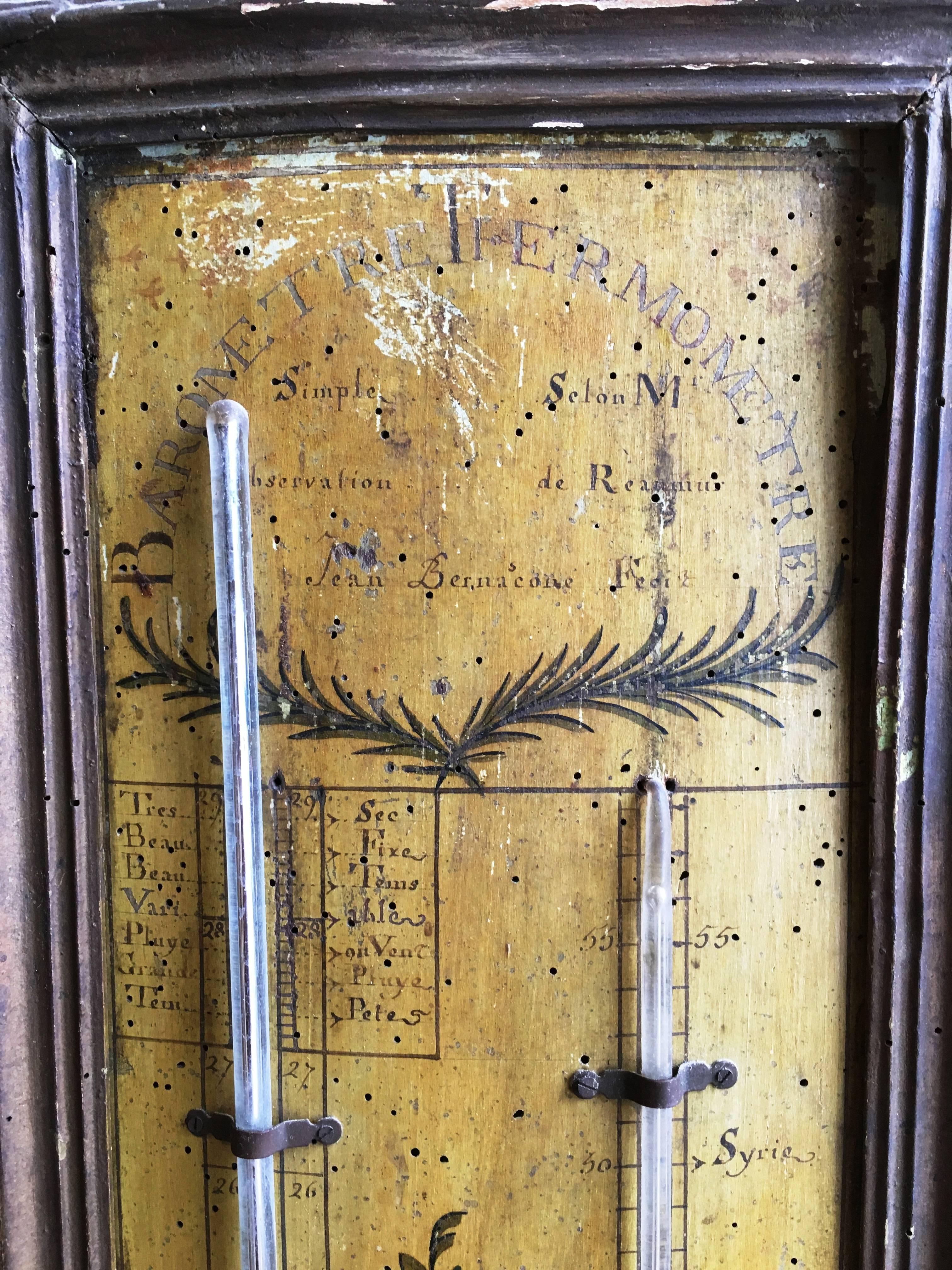 French Provincial 18th Century Louis XVI Period Thermometer and Barometer