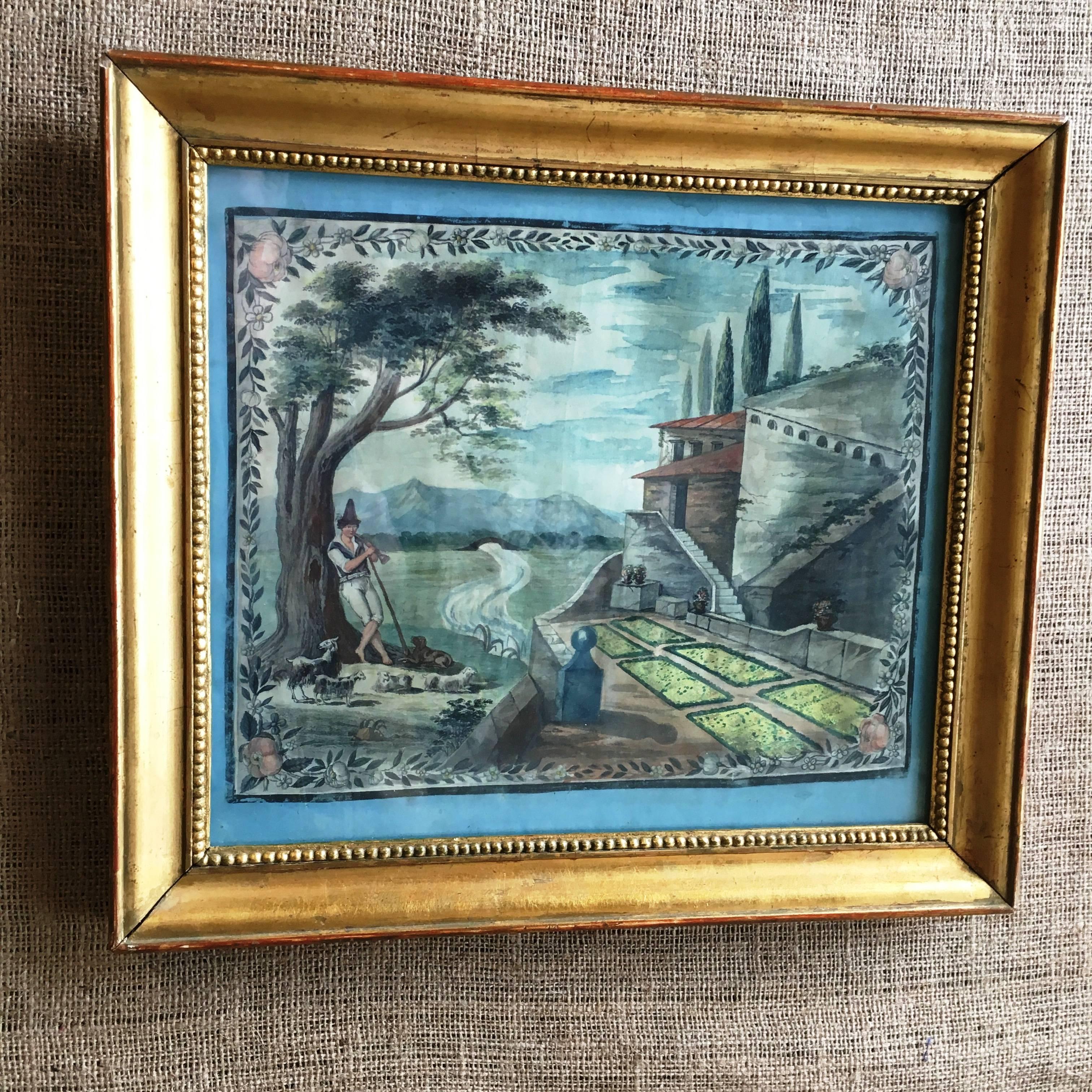 French Provincial Painted Scene of a Shepherd, 18th Century 2