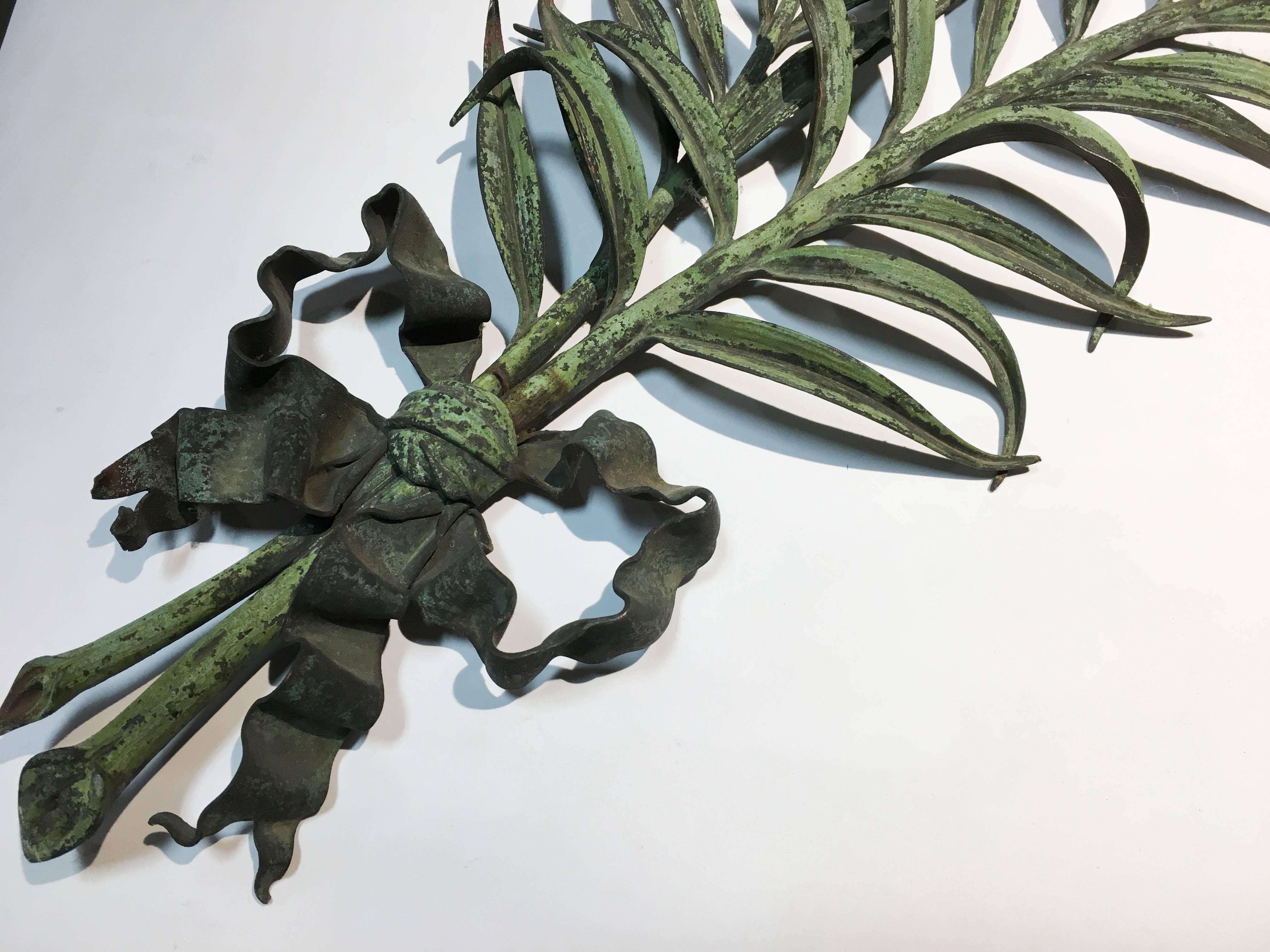 Louis XVI Bronze Applique of Branches and Ribbon 1