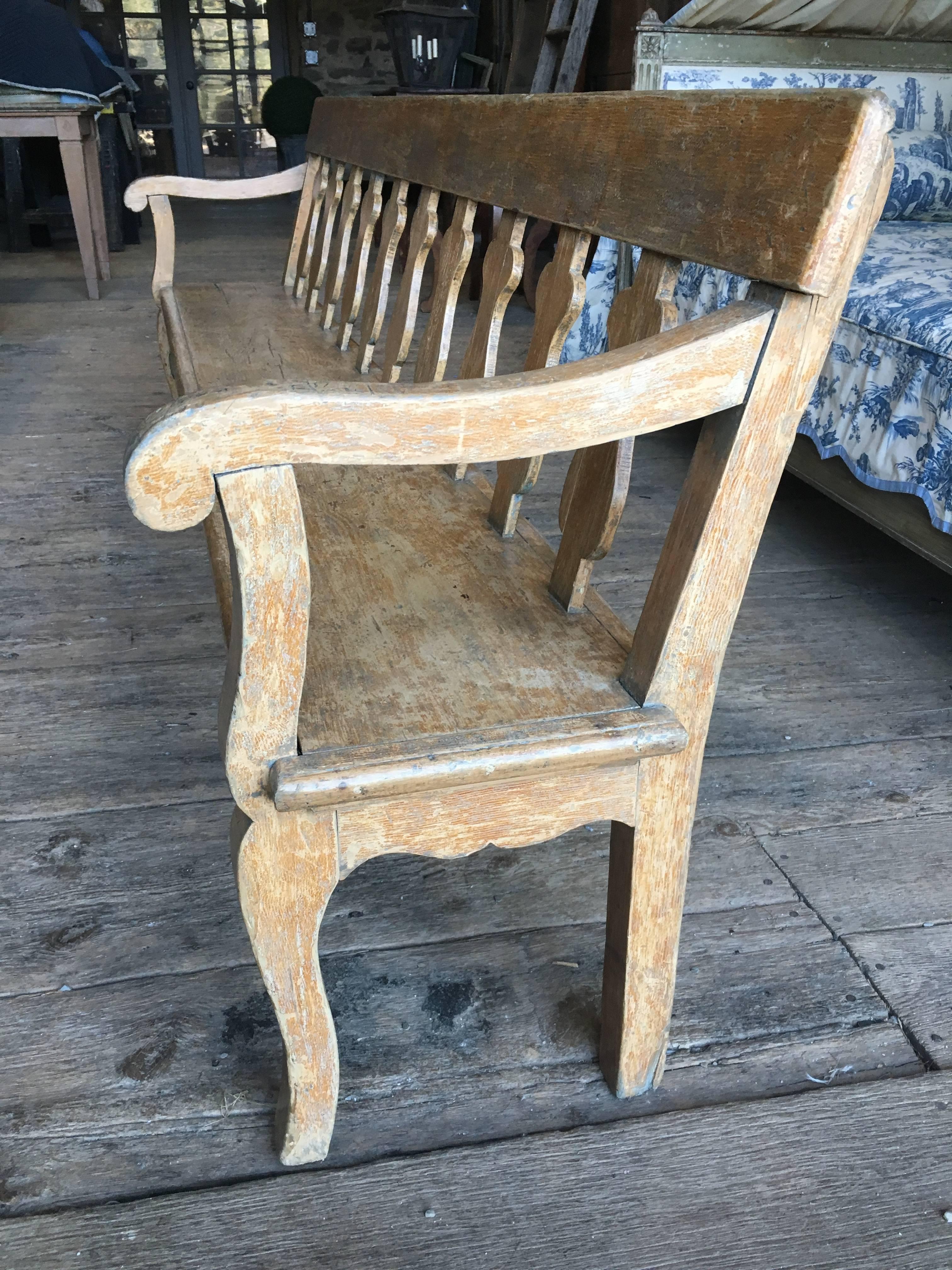 19th Century French Painted Hall Bench In Good Condition In Doylestown, PA