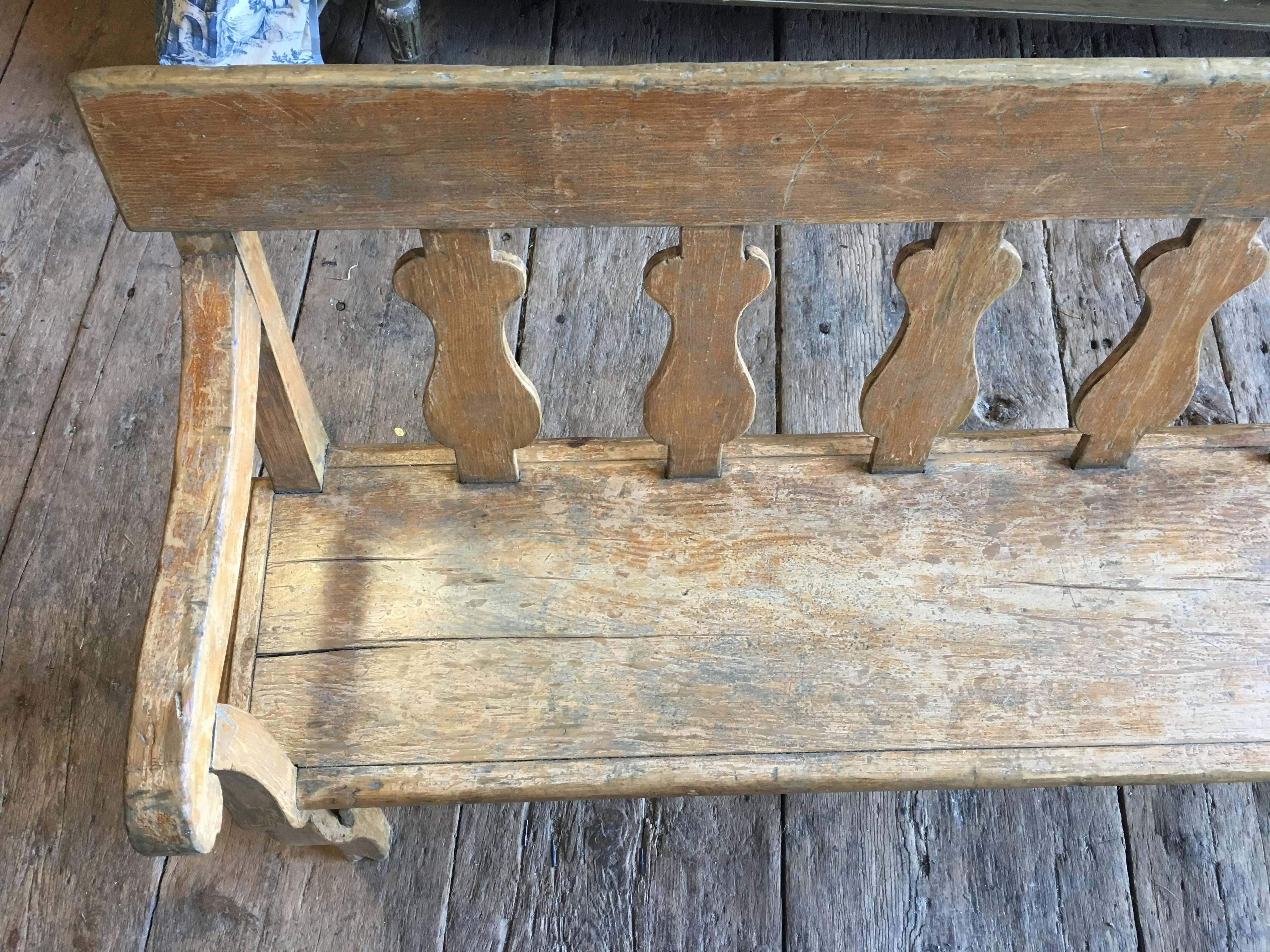 19th Century French Painted Hall Bench 4