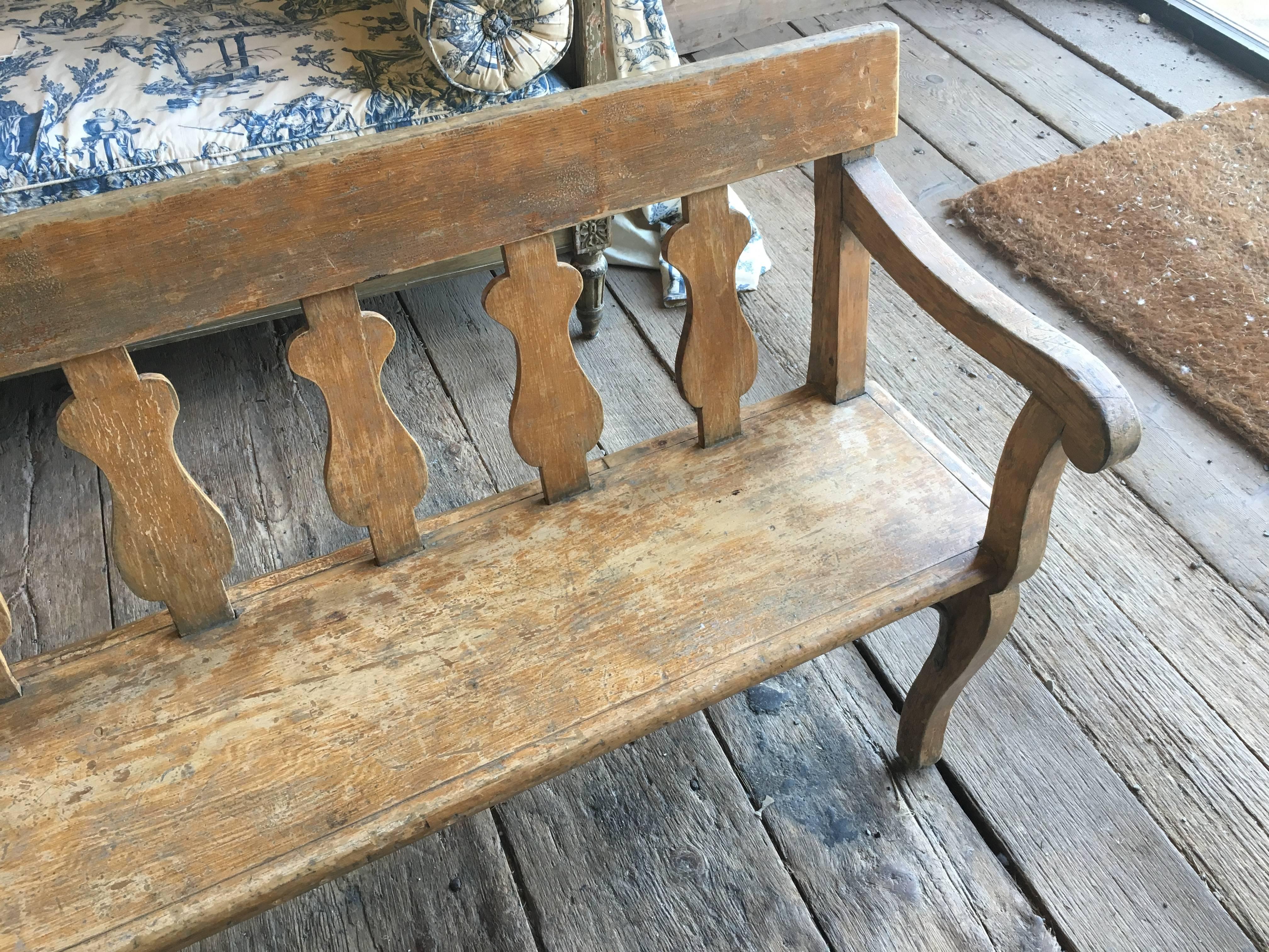 19th Century French Painted Hall Bench 5